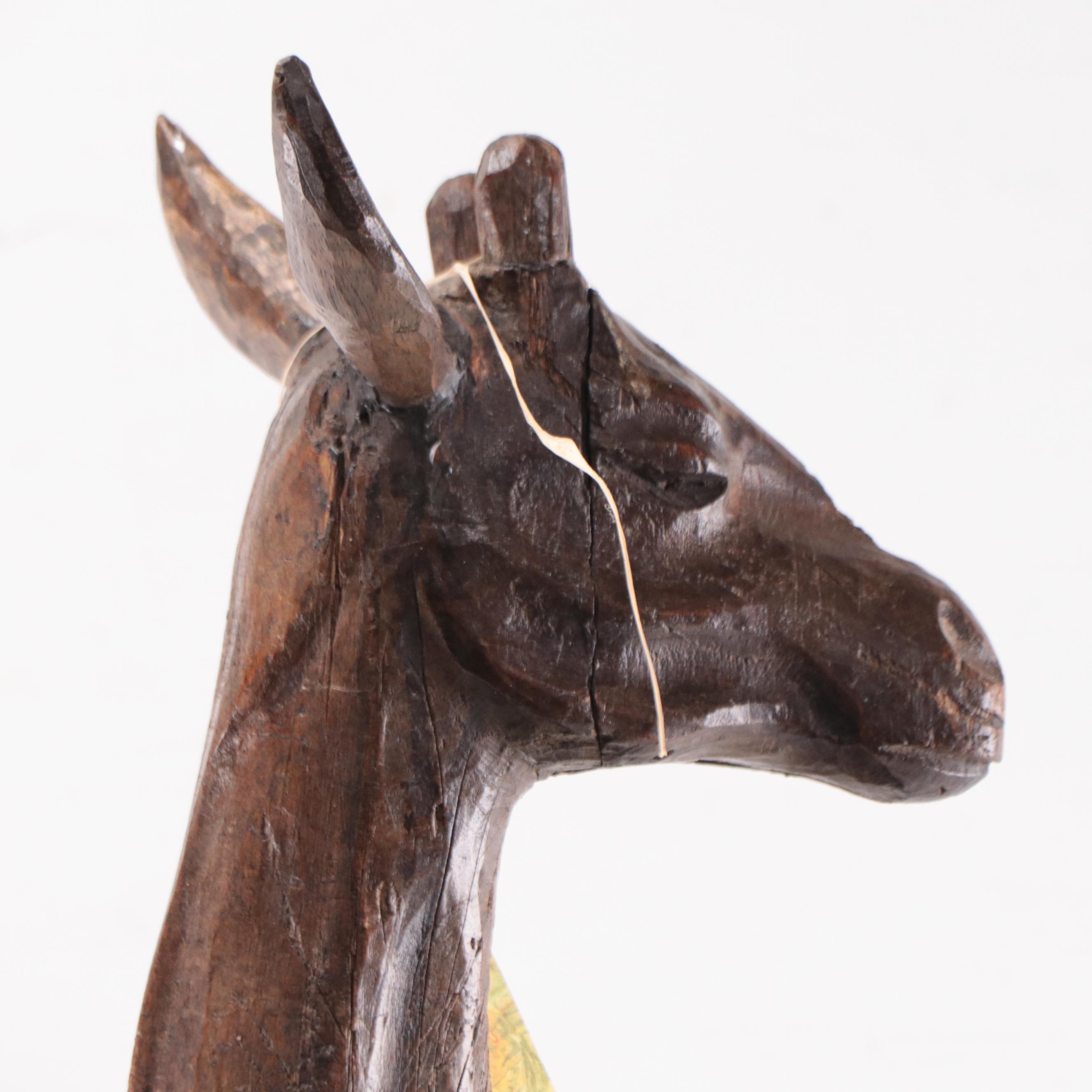 Bontoc Carved Pine Wood Papier-mâché Mold in the Form of a Giraffe