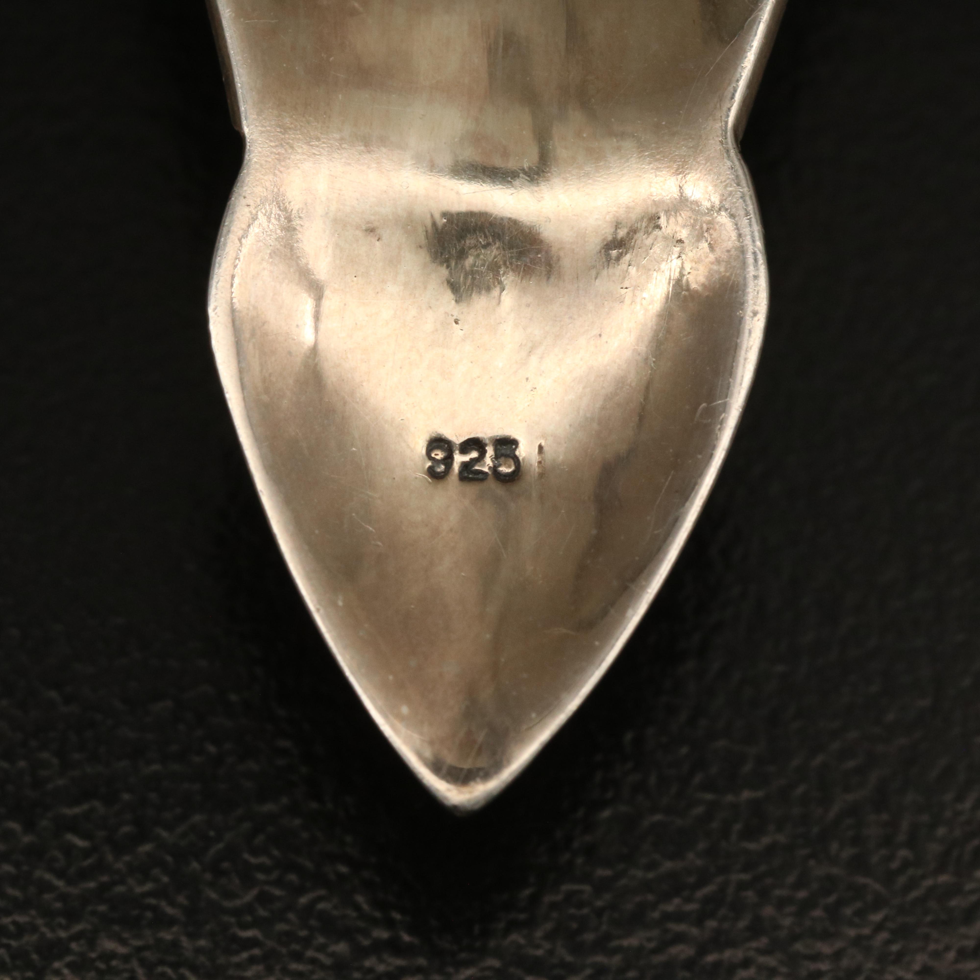 Bali Style Sterling Bone, Opal, Shell and Gemstone Hand Carved Pendant