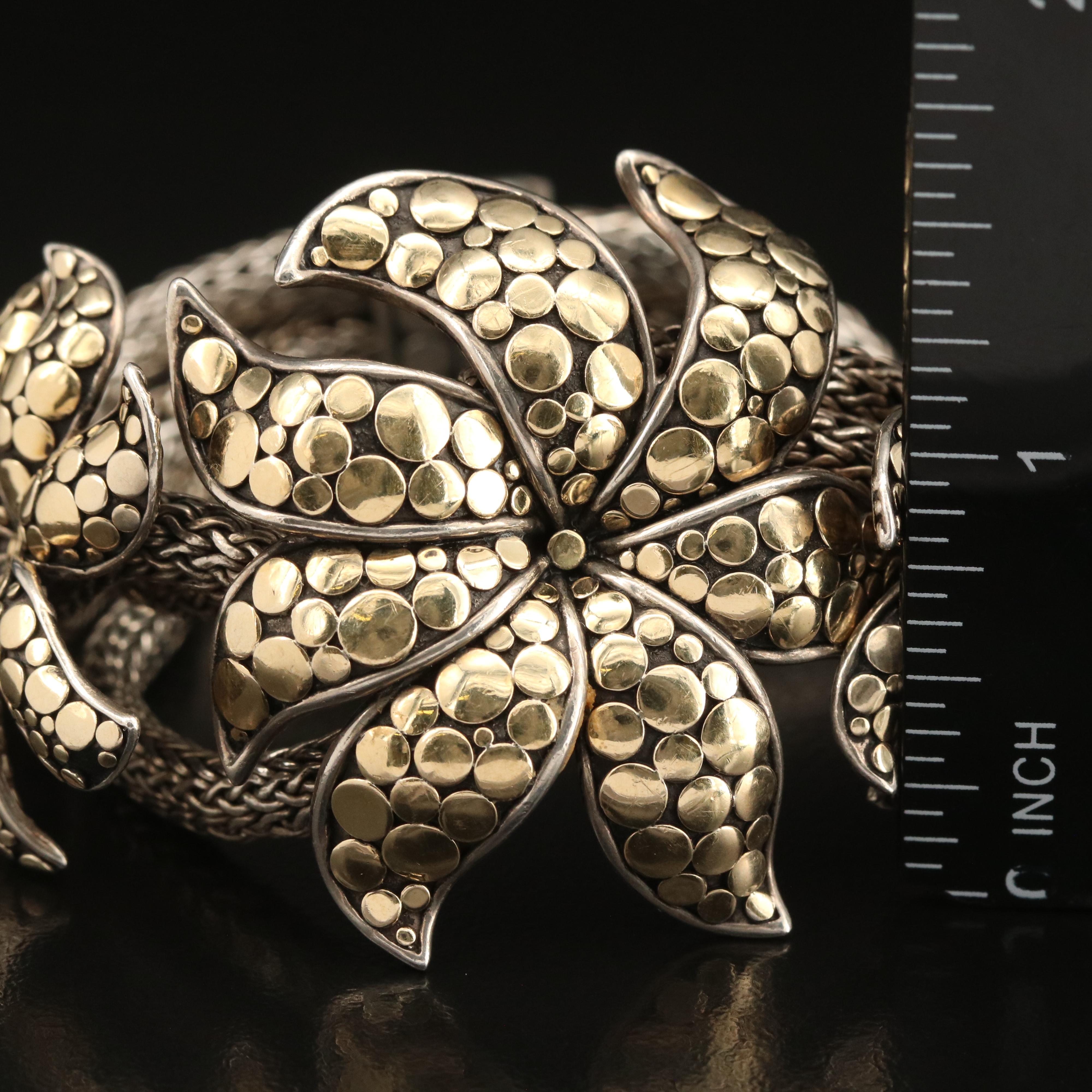 John Hardy "Ayu Dot" Sterling Jasmine Flower Bracelet with 18K Accents