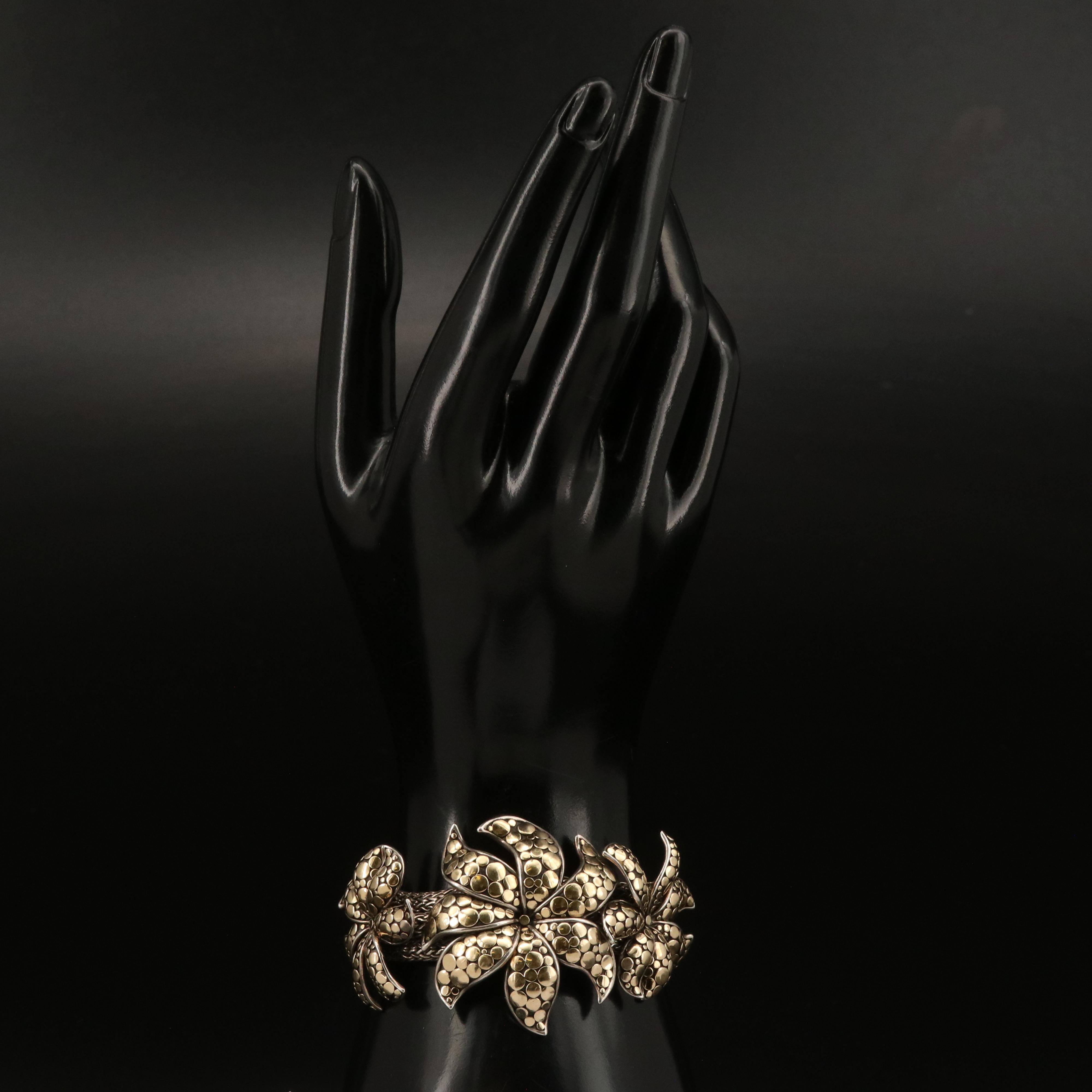 John Hardy "Ayu Dot" Sterling Jasmine Flower Bracelet with 18K Accents