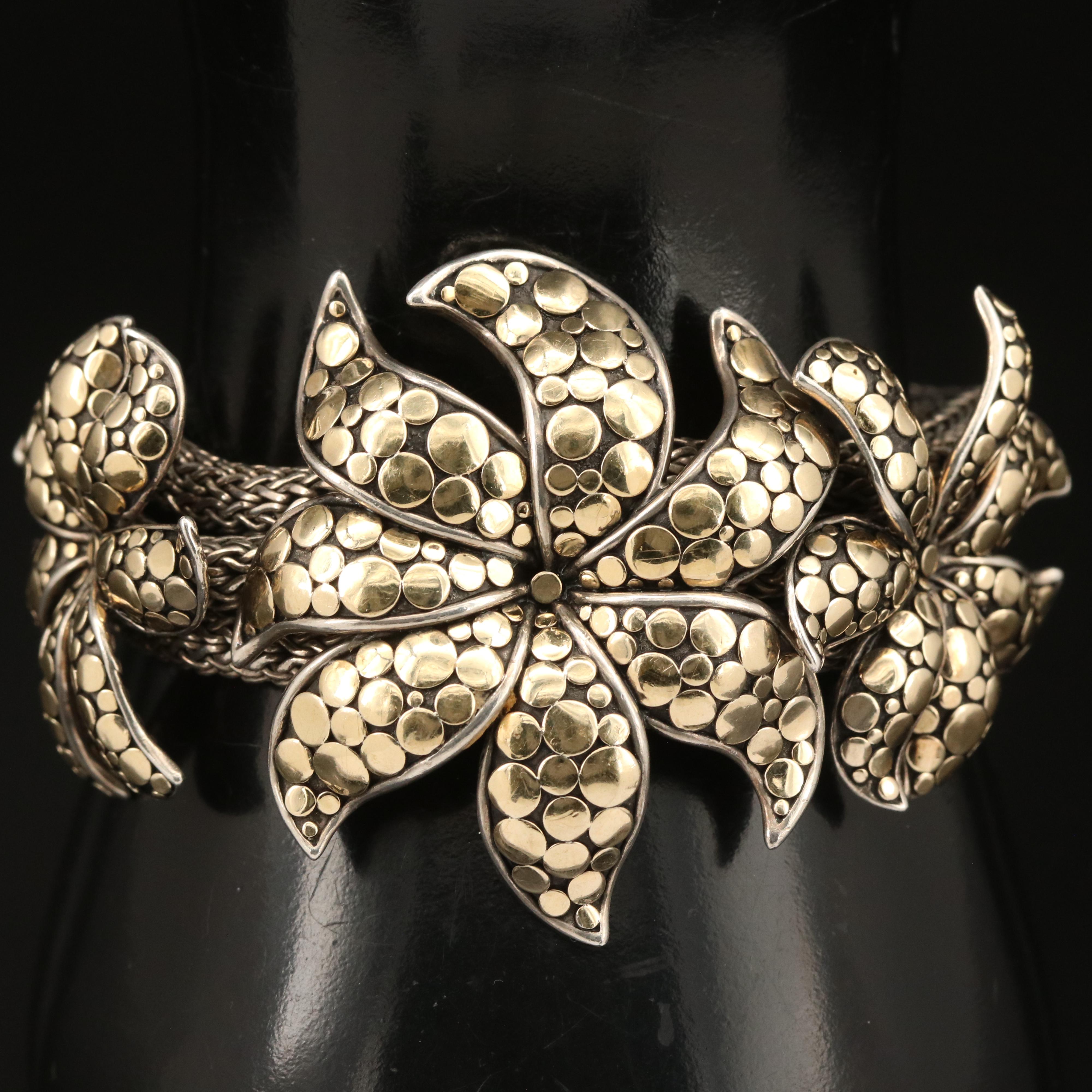 John Hardy "Ayu Dot" Sterling Jasmine Flower Bracelet with 18K Accents