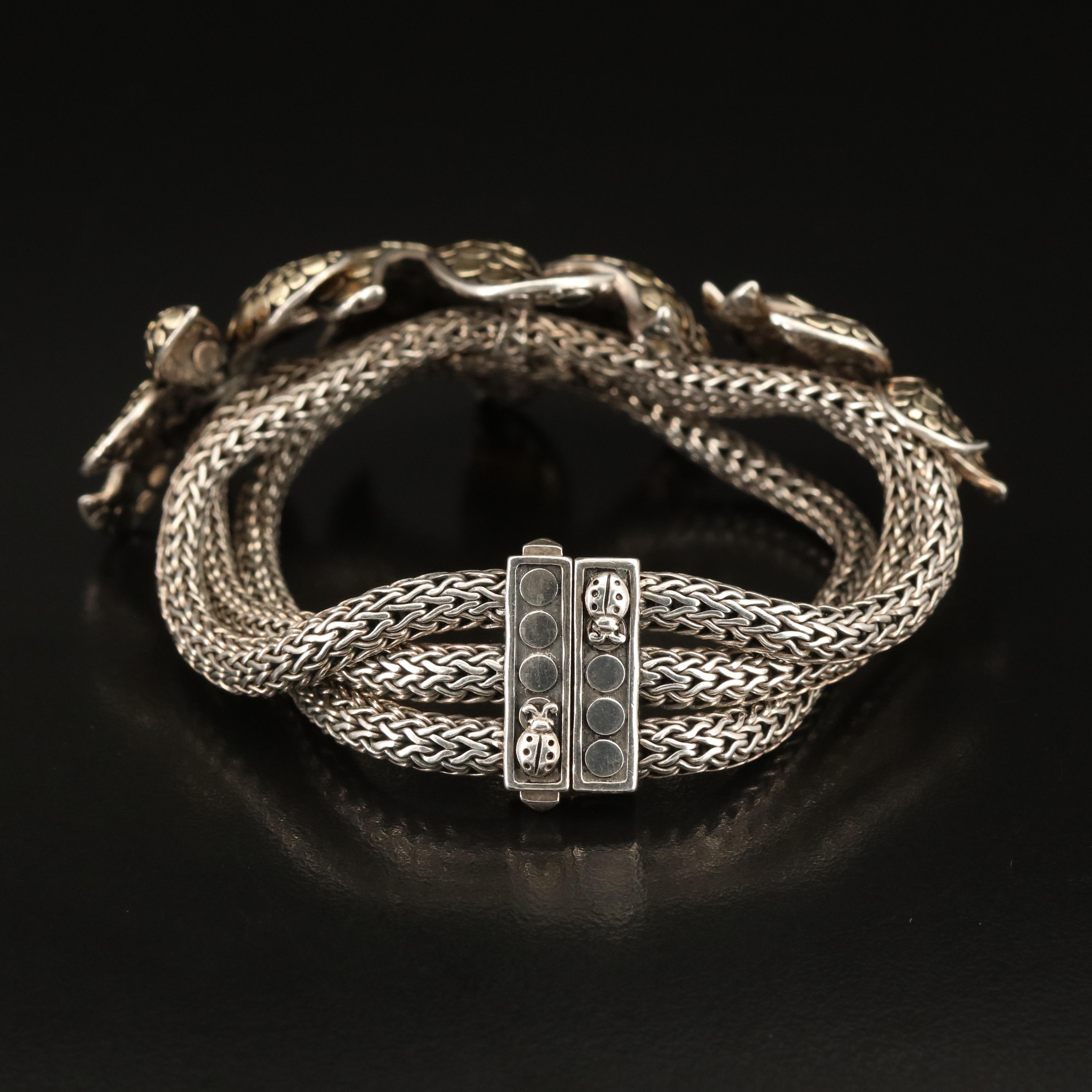 John Hardy "Ayu Dot" Sterling Jasmine Flower Bracelet with 18K Accents