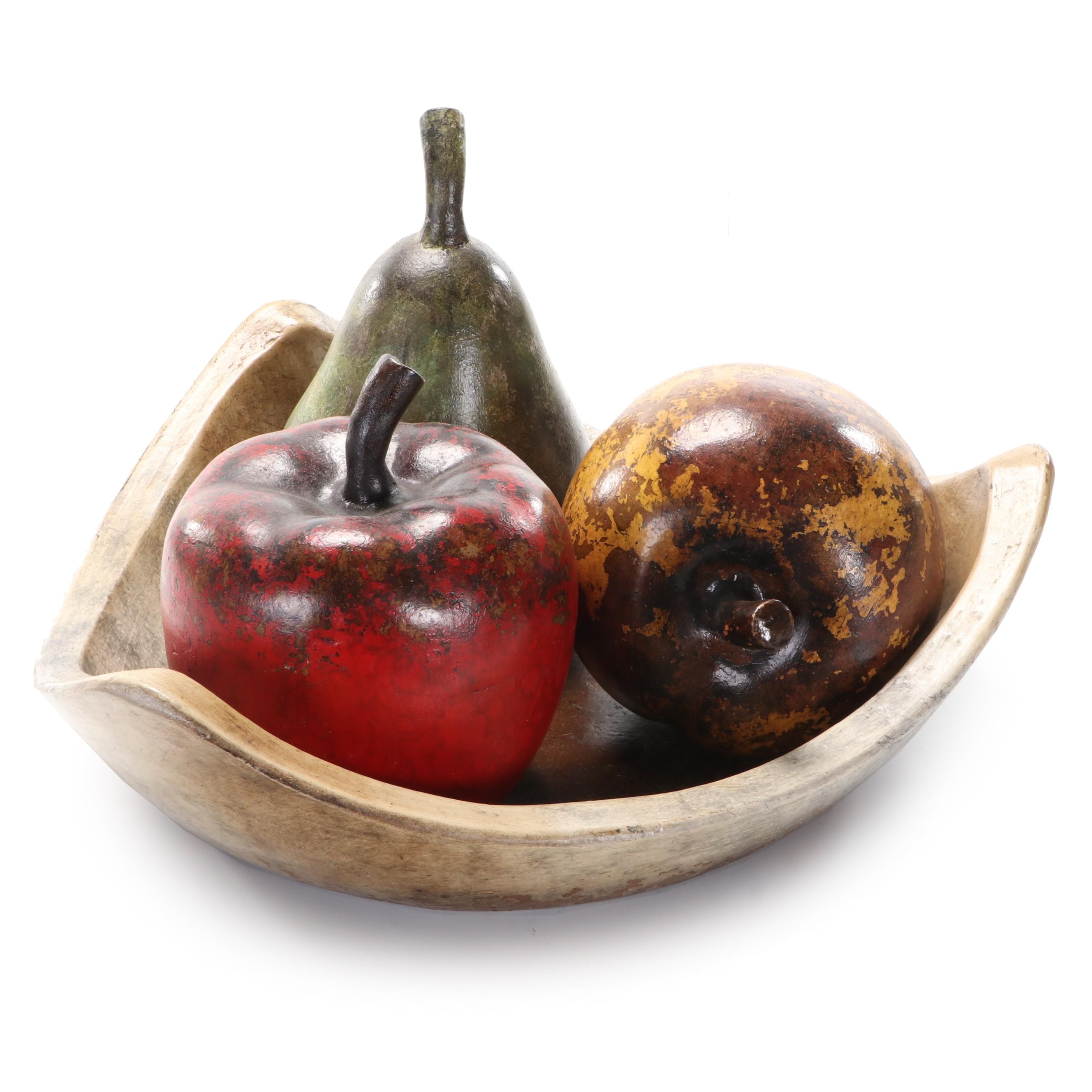 Composite Fruit Bowl With Faux Fruit