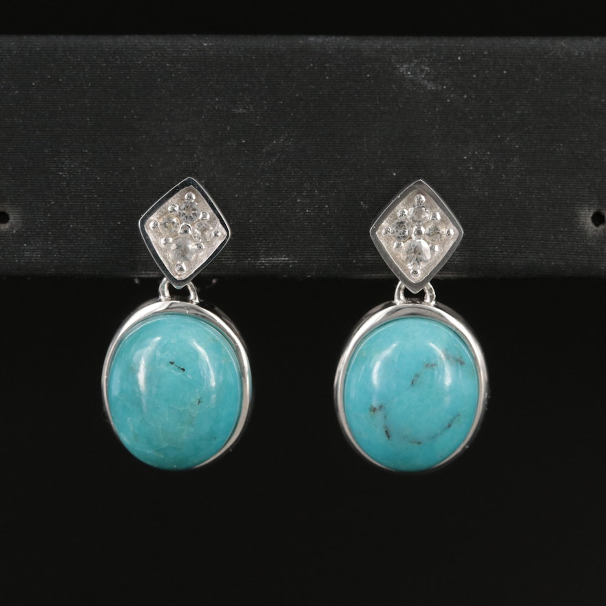 Sterling Turquoise and Topaz Earrings