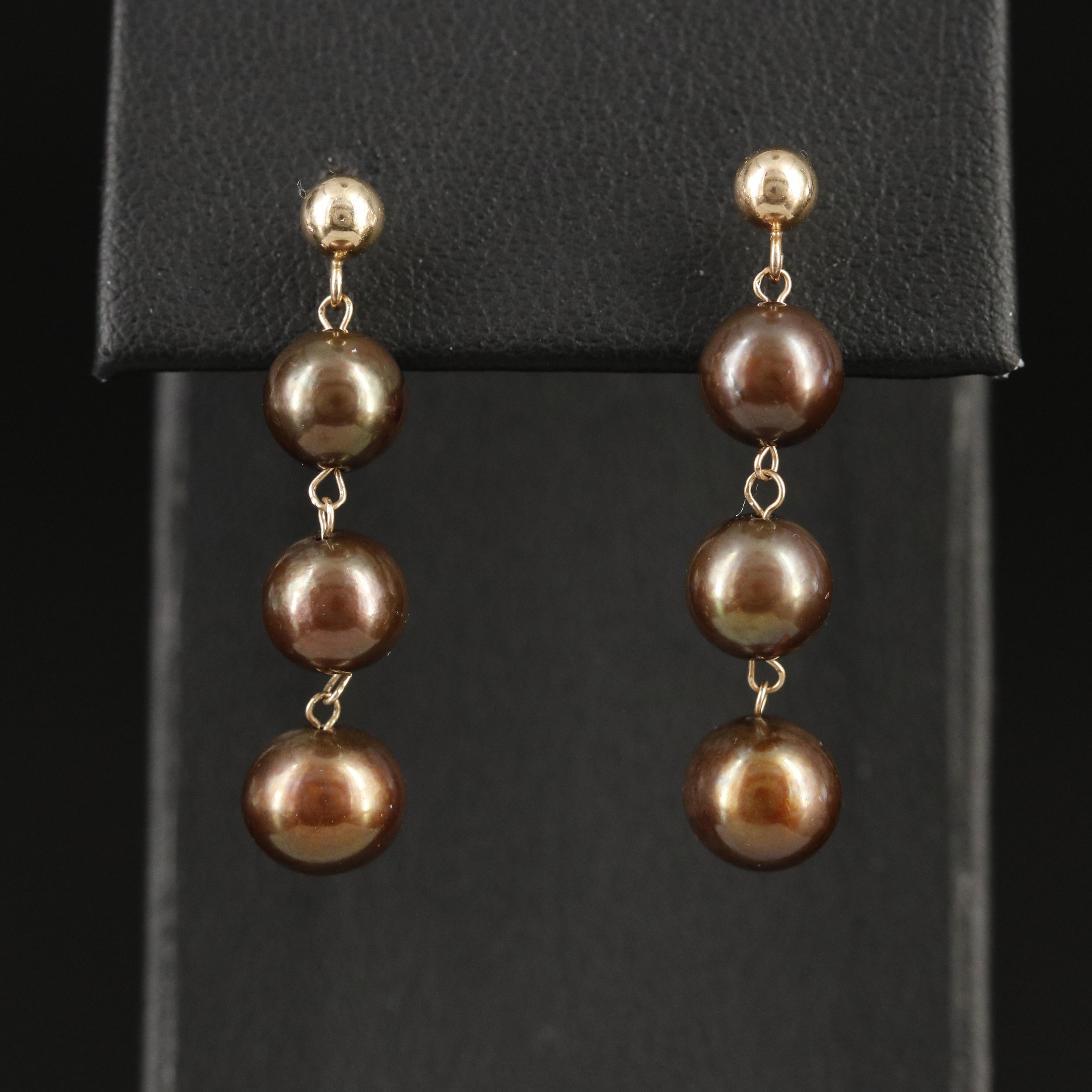 14K Graduated Pearl Earrings