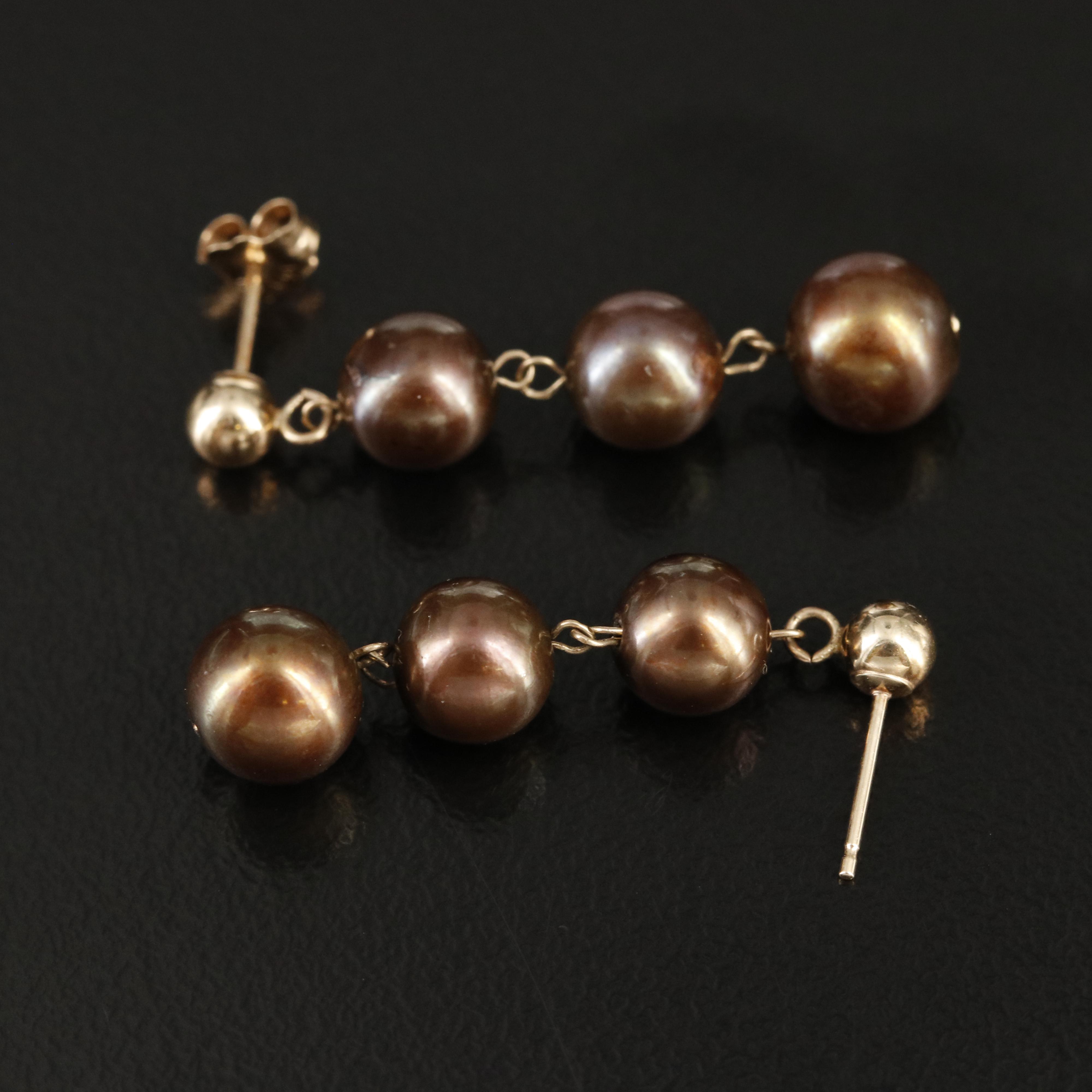 14K Graduated Pearl Earrings
