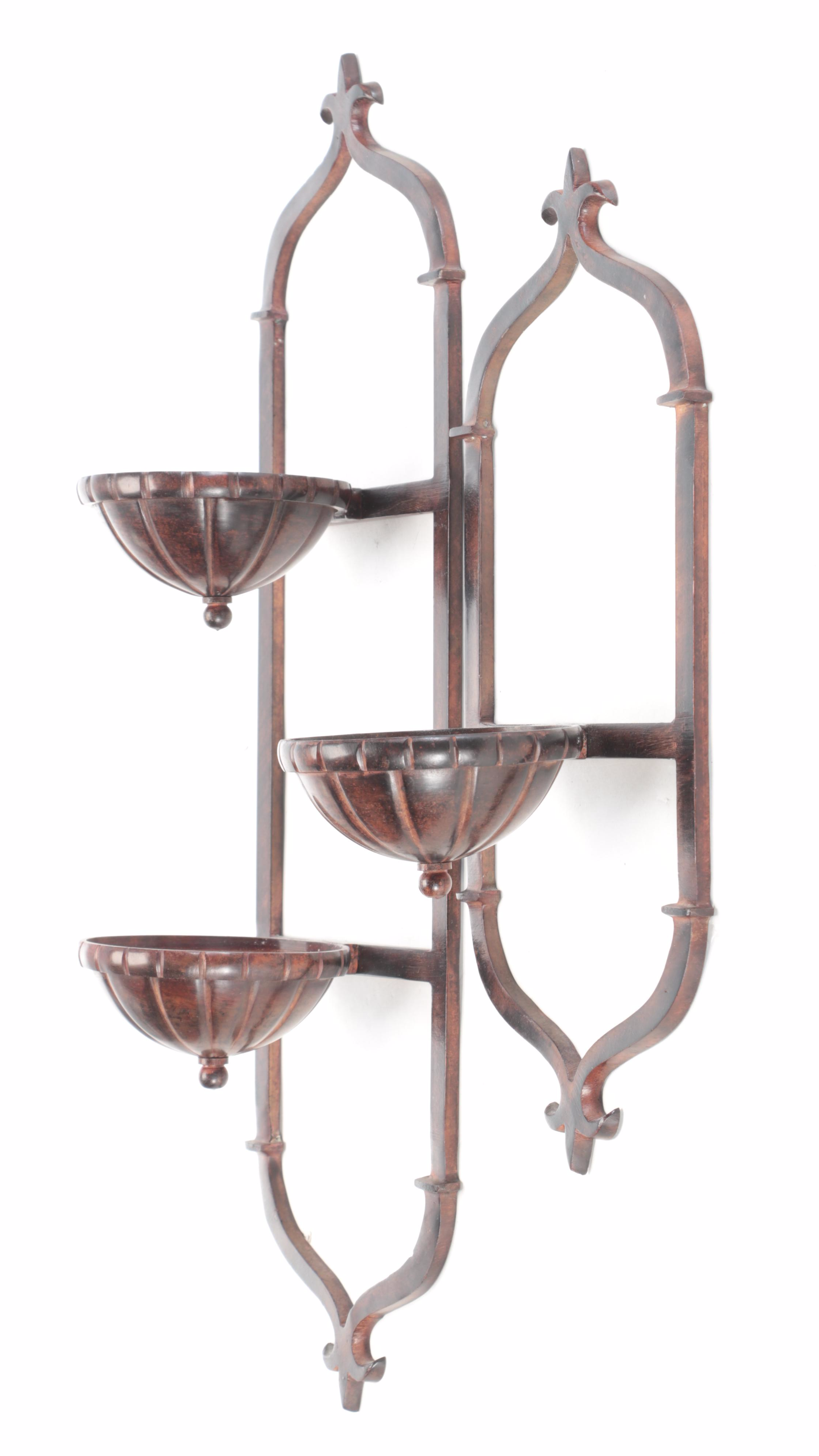 Scrolled Iron and Glass Wall Sconces