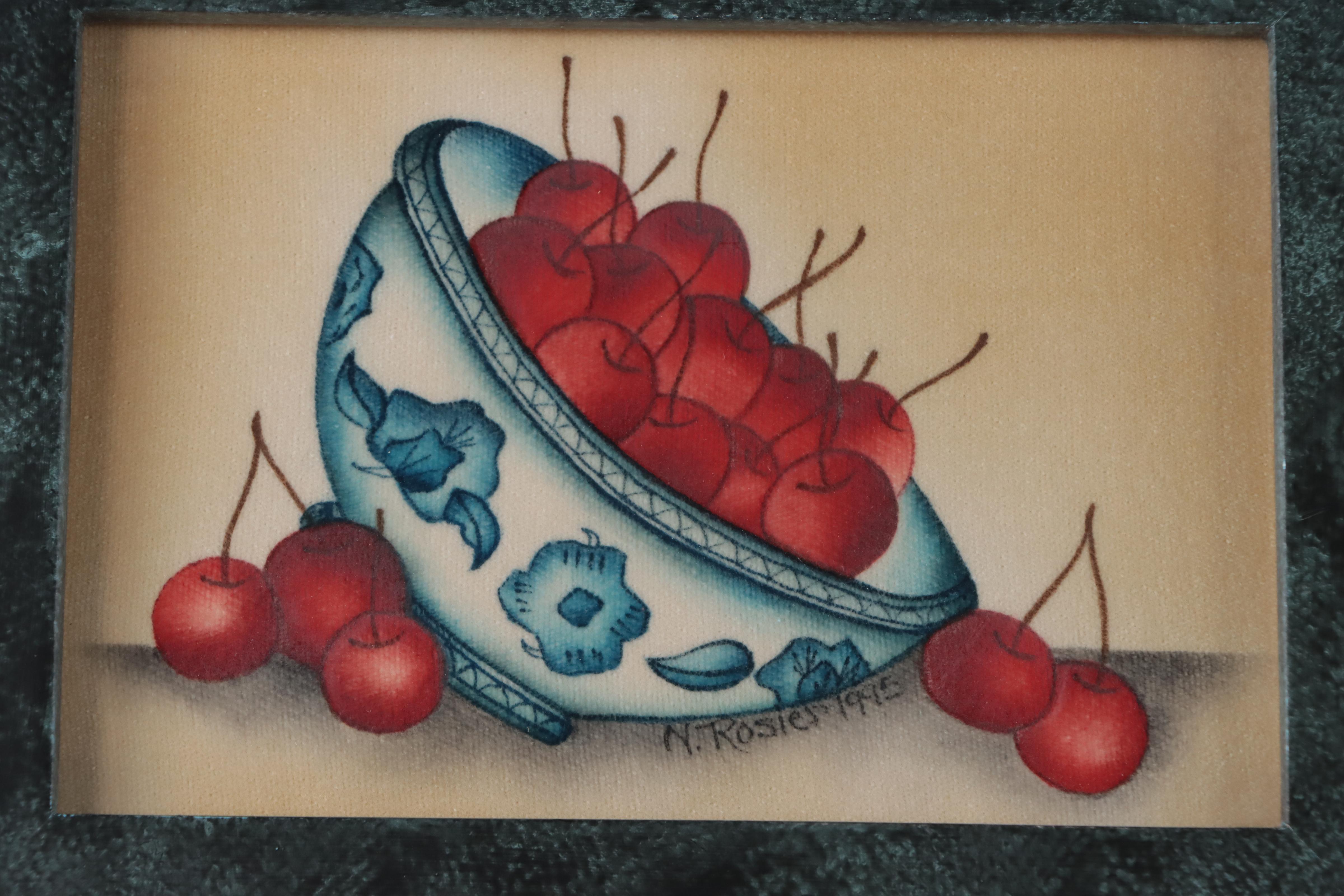 Nancy Rosier Folk Art Theorem Stencil Paintings of Fruit, 1995-1996