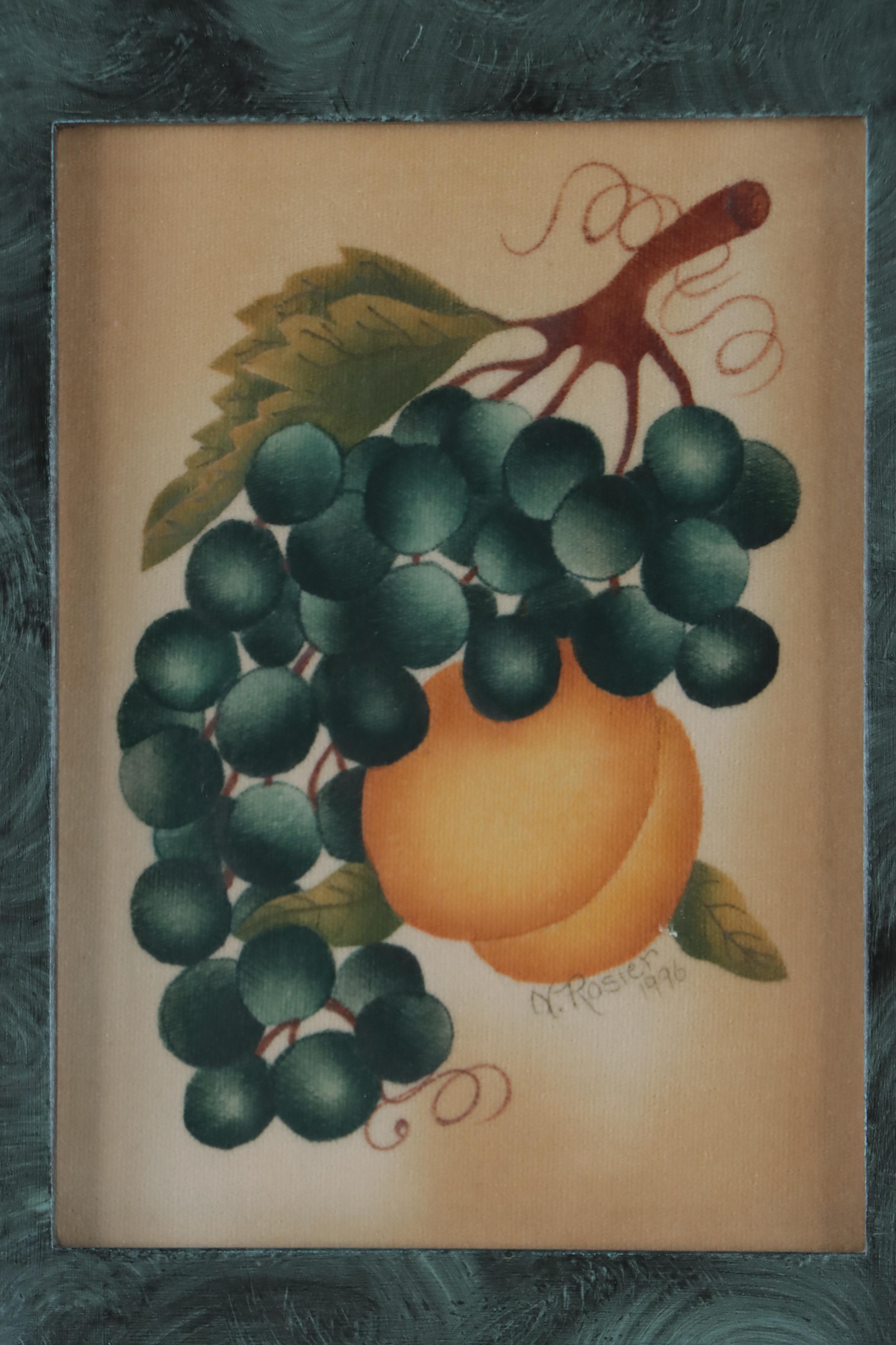 Nancy Rosier Folk Art Theorem Stencil Paintings of Fruit, 1995-1996