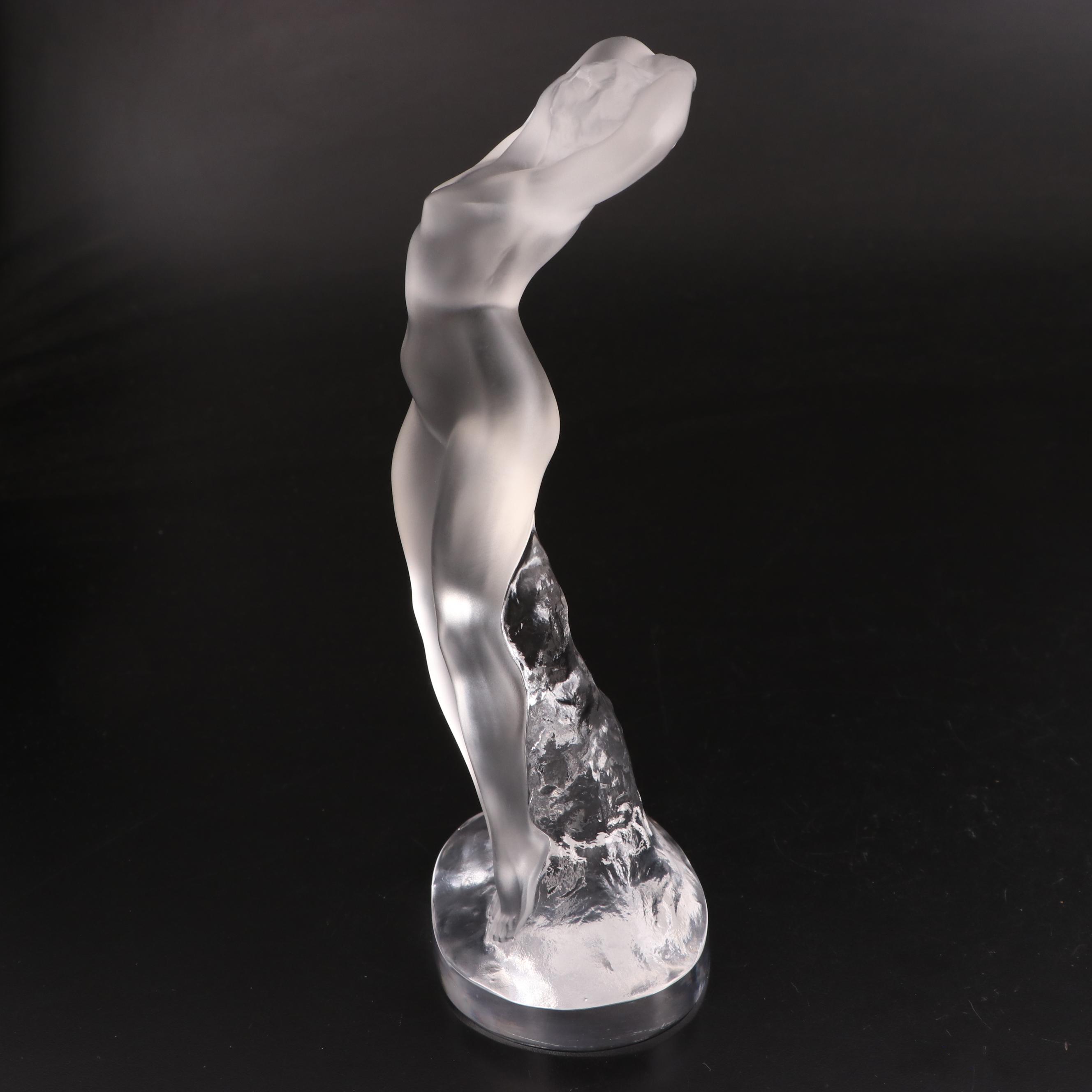 Lalique "Danseuse Bras Leves" Frosted Crystal Female Nude Figurine