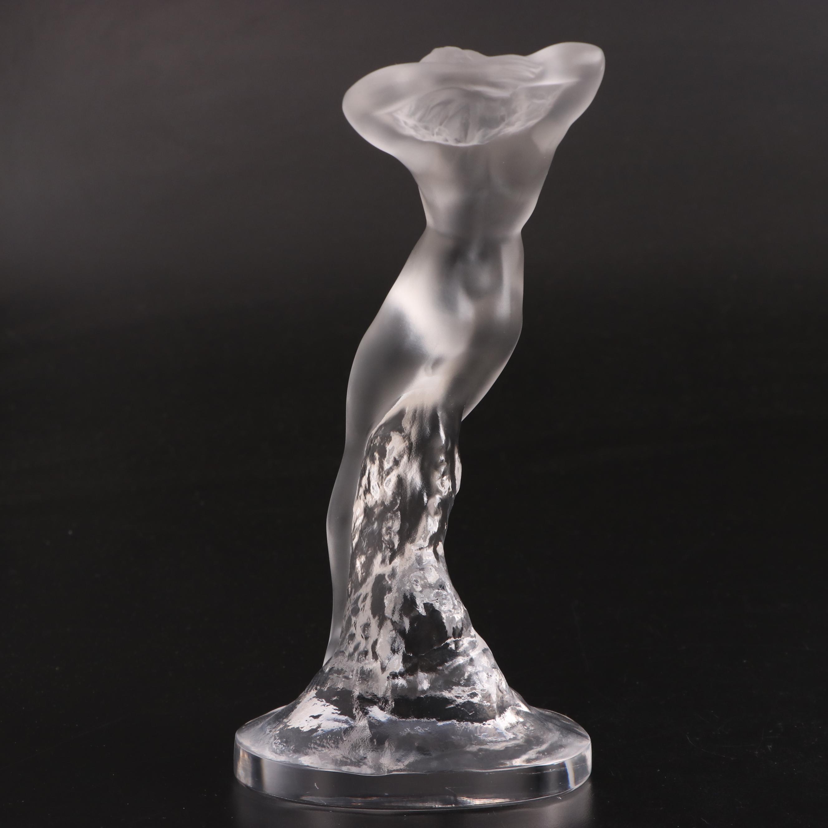 Lalique "Danseuse Bras Leves" Frosted Crystal Female Nude Figurine