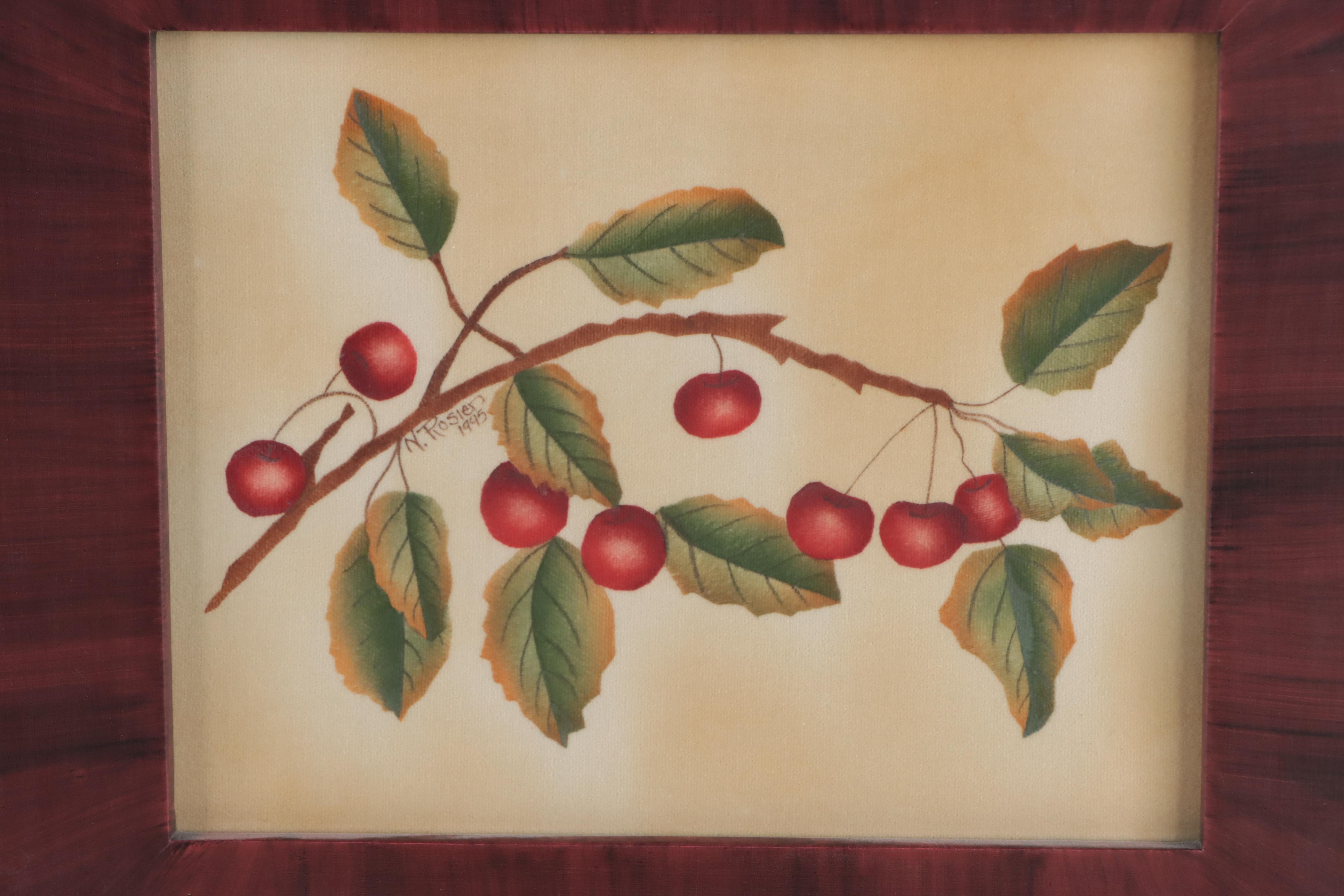 Nancy Rosier Folk Art Theorem Stencil Paintings of Fruit, 1995-1996