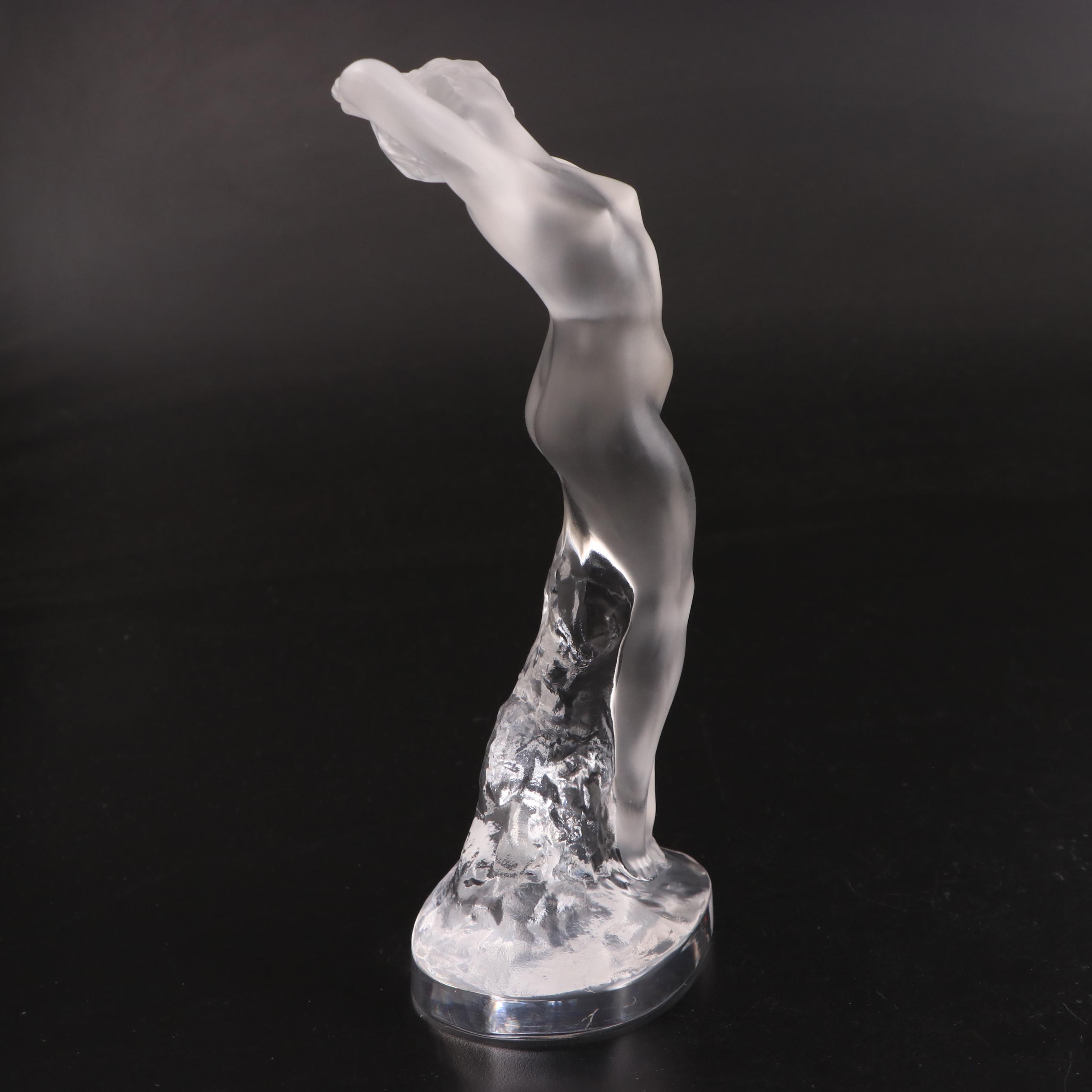 Lalique "Danseuse Bras Leves" Frosted Crystal Female Nude Figurine