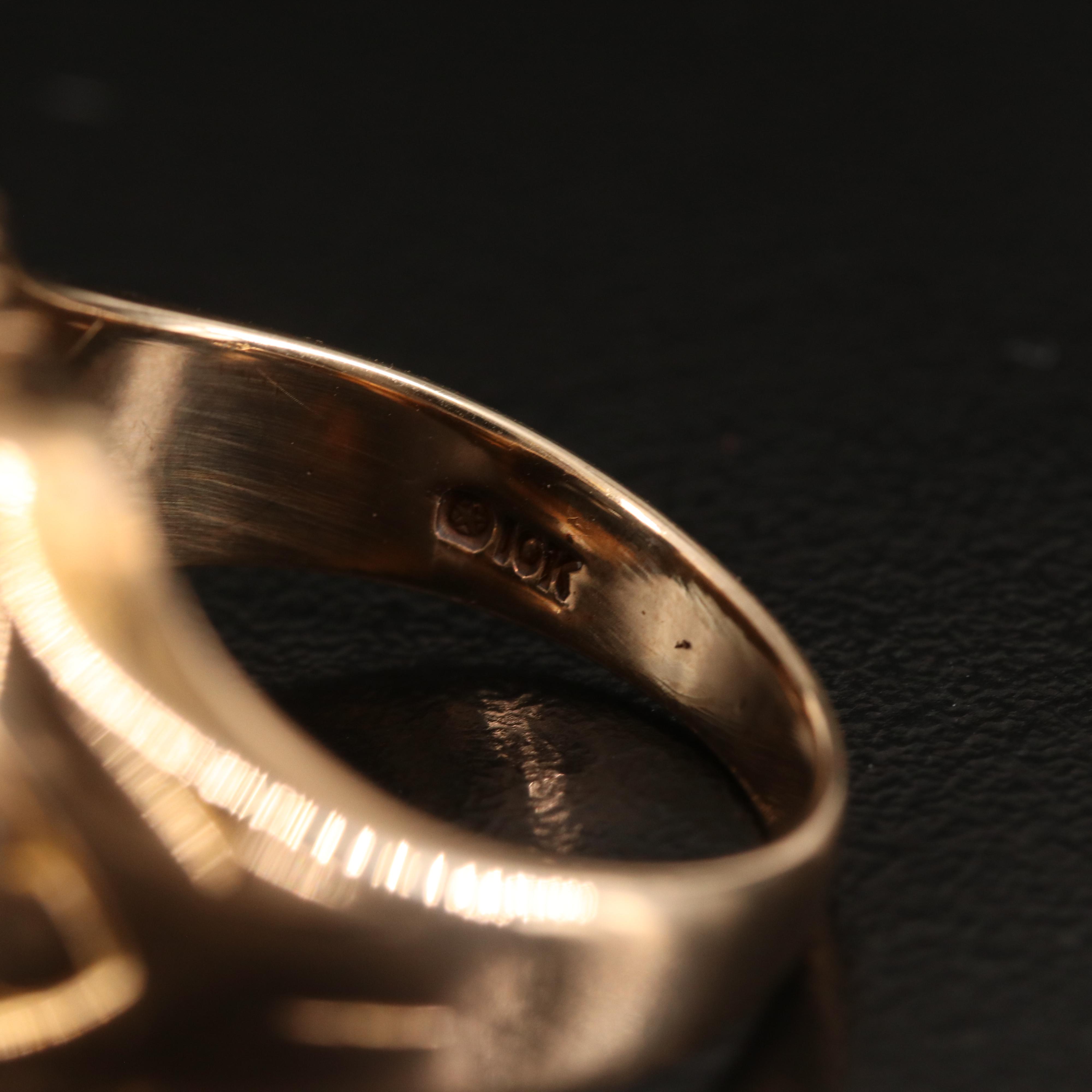 Antique 10K Hematite and Diamond Ring