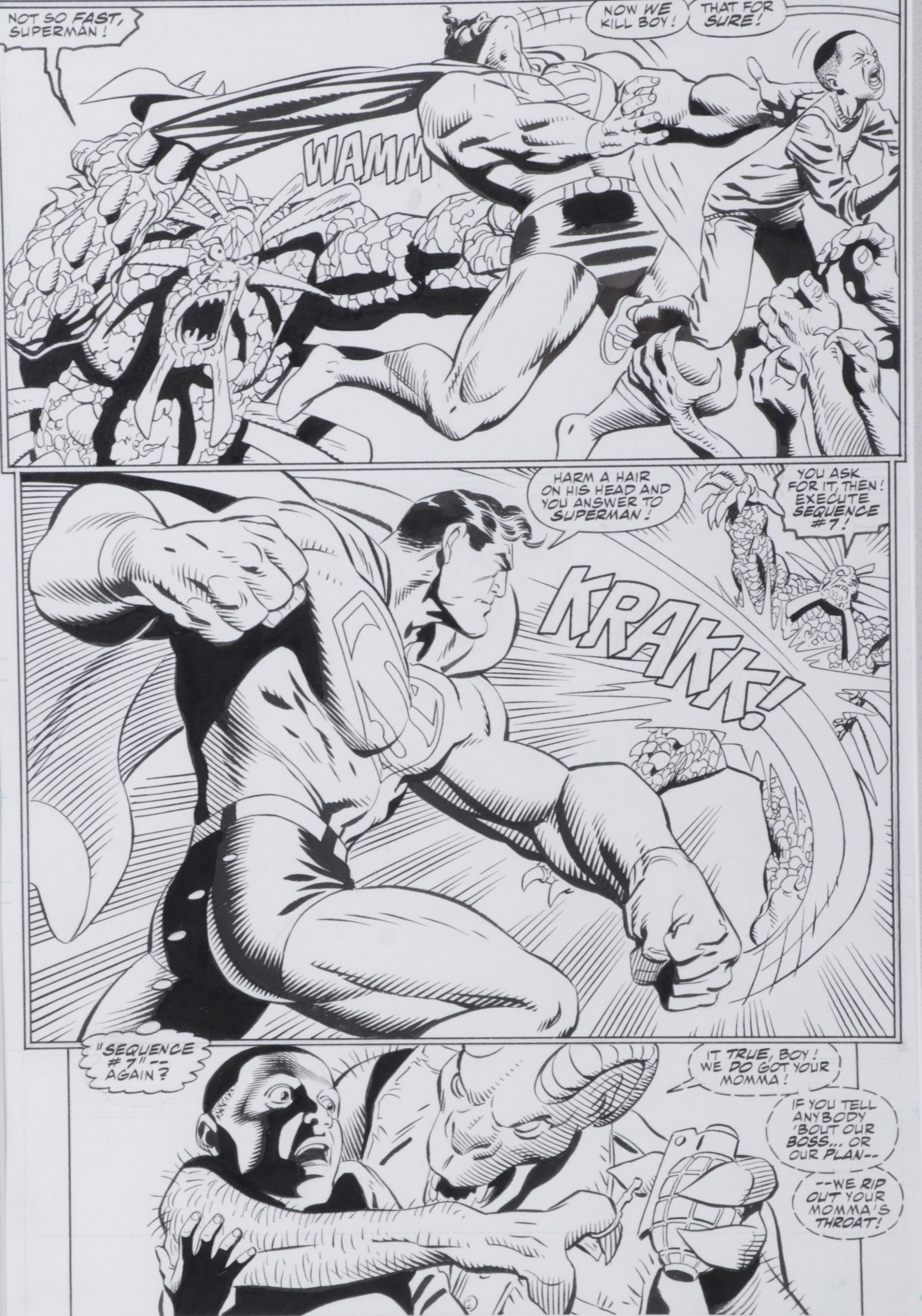 DC Comics Ink Drawing Draft Featuring Superman, Circa 1993