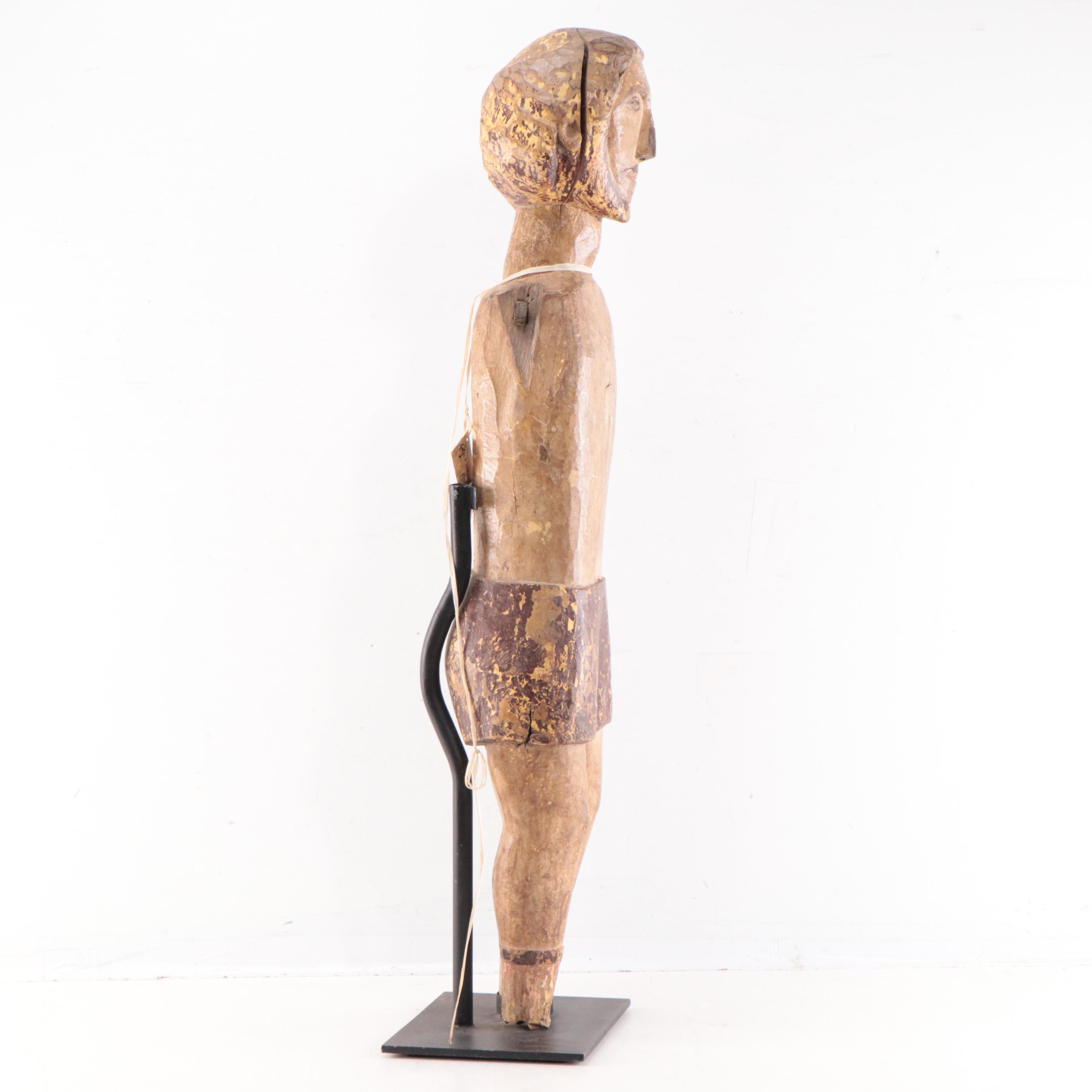 Filipino Carved Wood San Isidro Labrador Church Statue