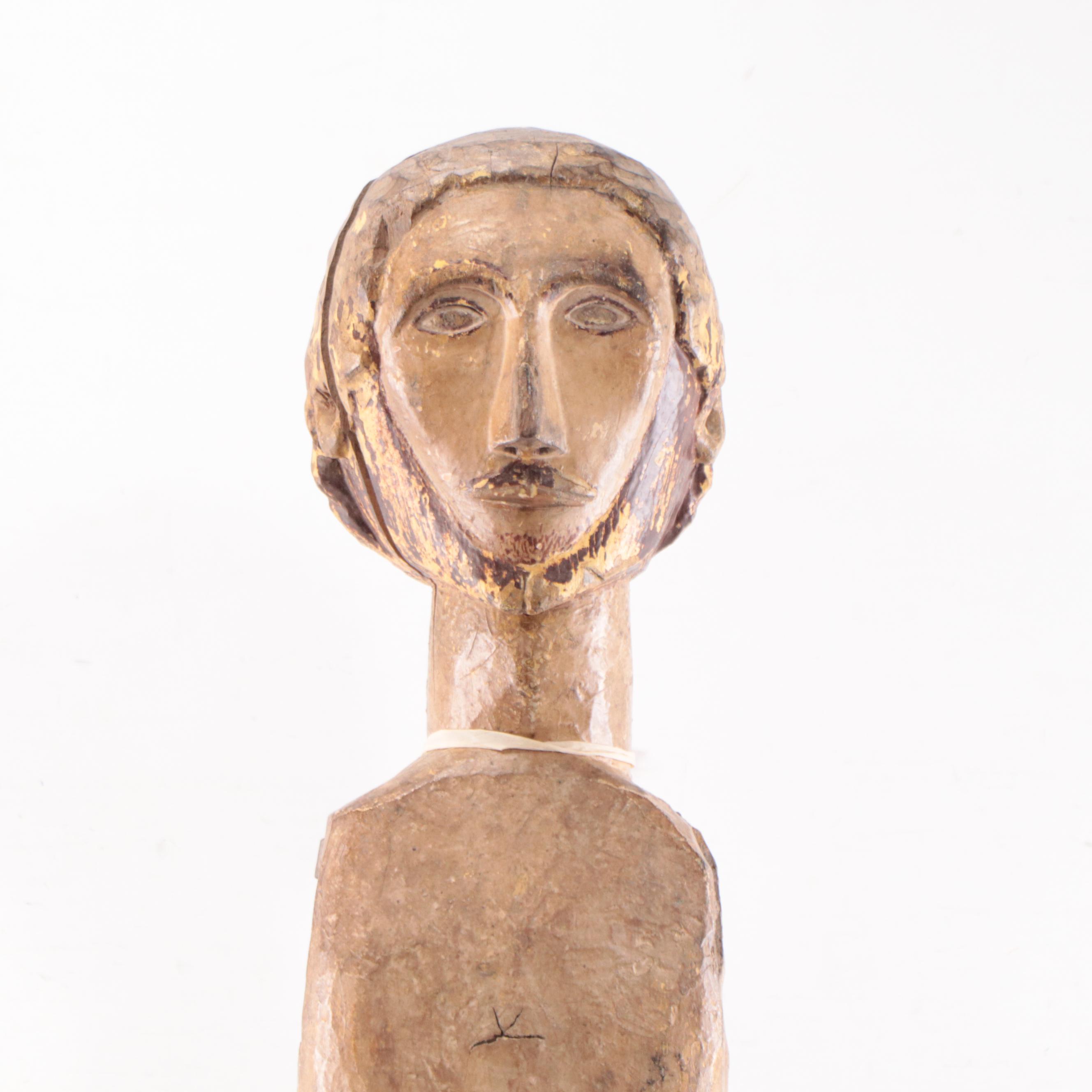 Filipino Carved Wood San Isidro Labrador Church Statue