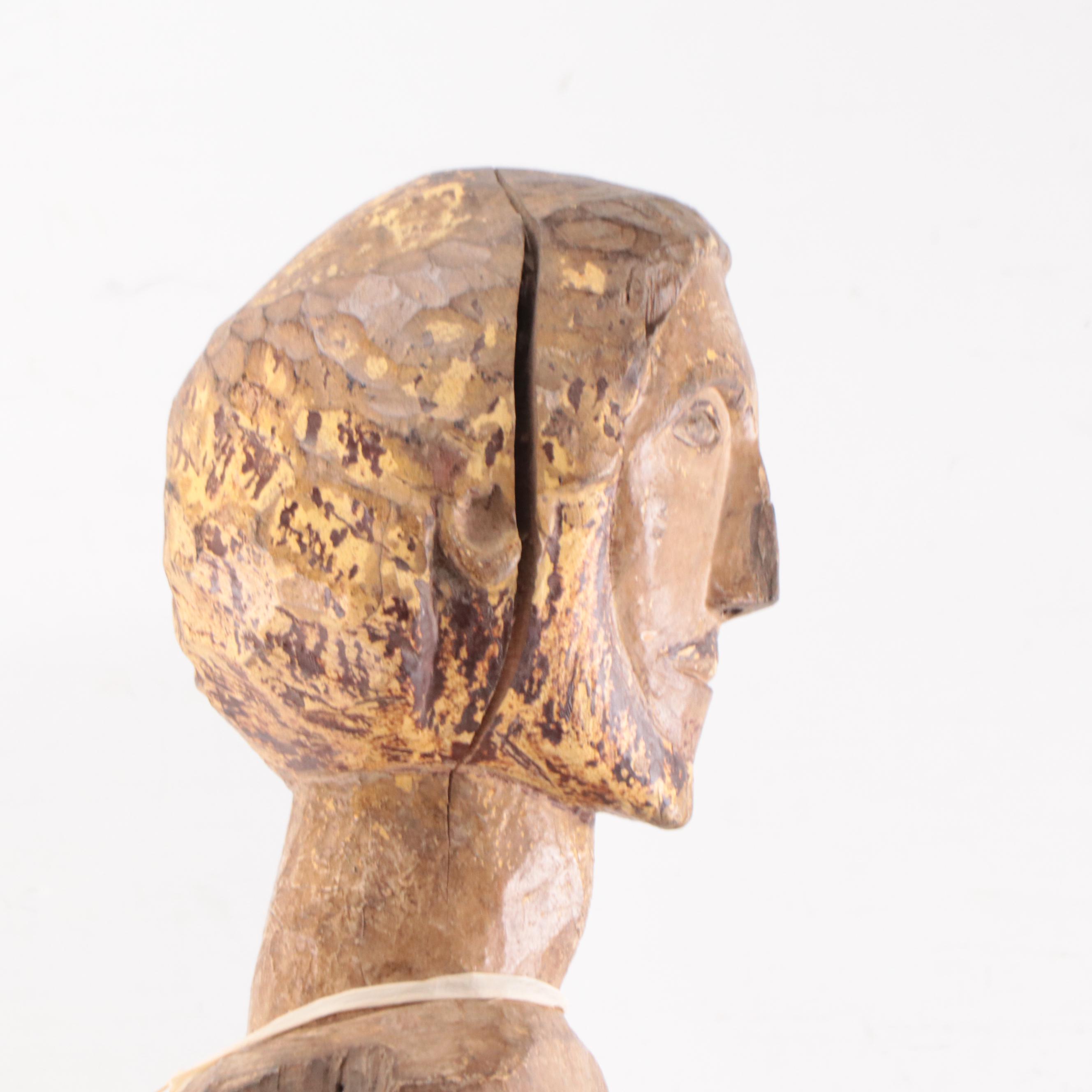 Filipino Carved Wood San Isidro Labrador Church Statue