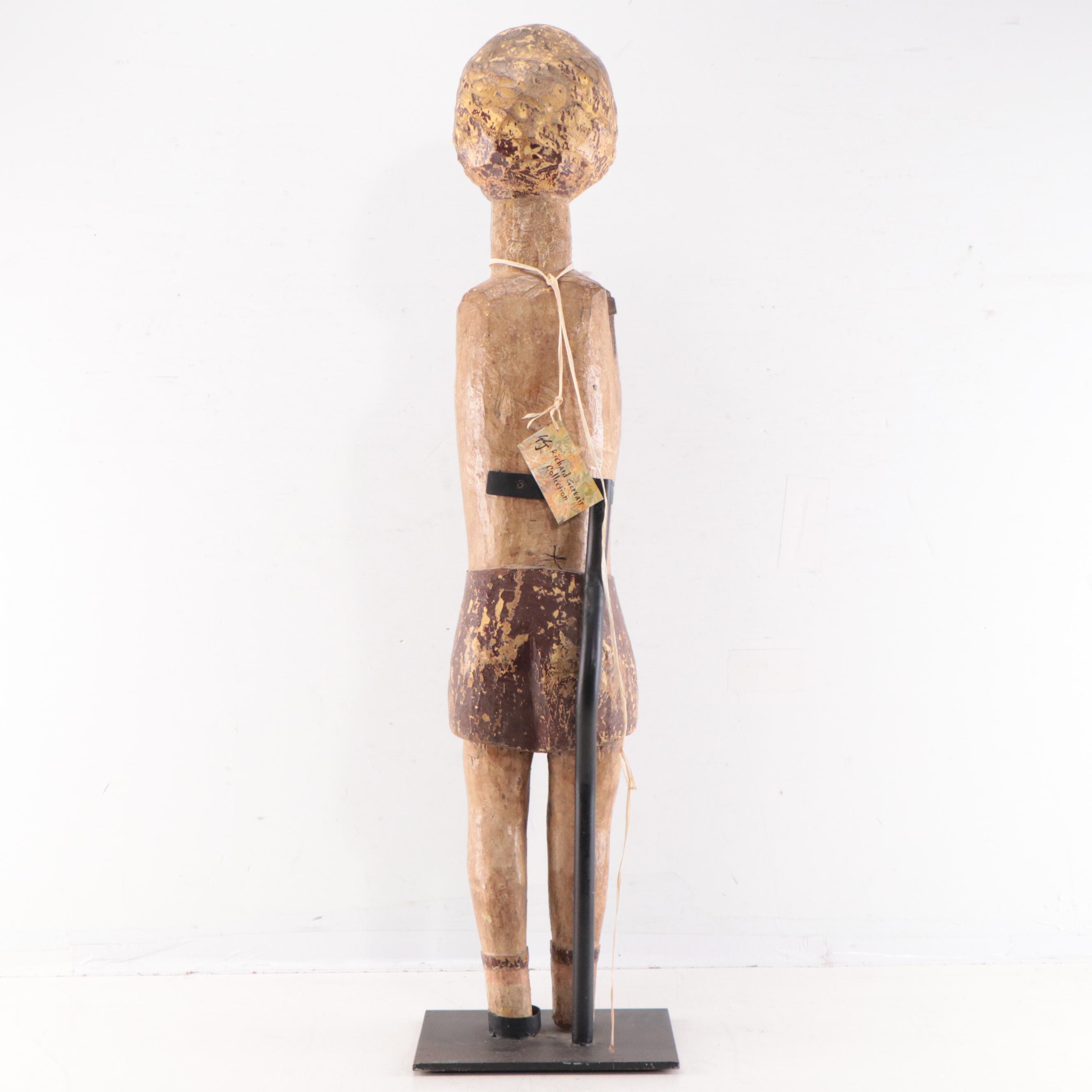 Filipino Carved Wood San Isidro Labrador Church Statue