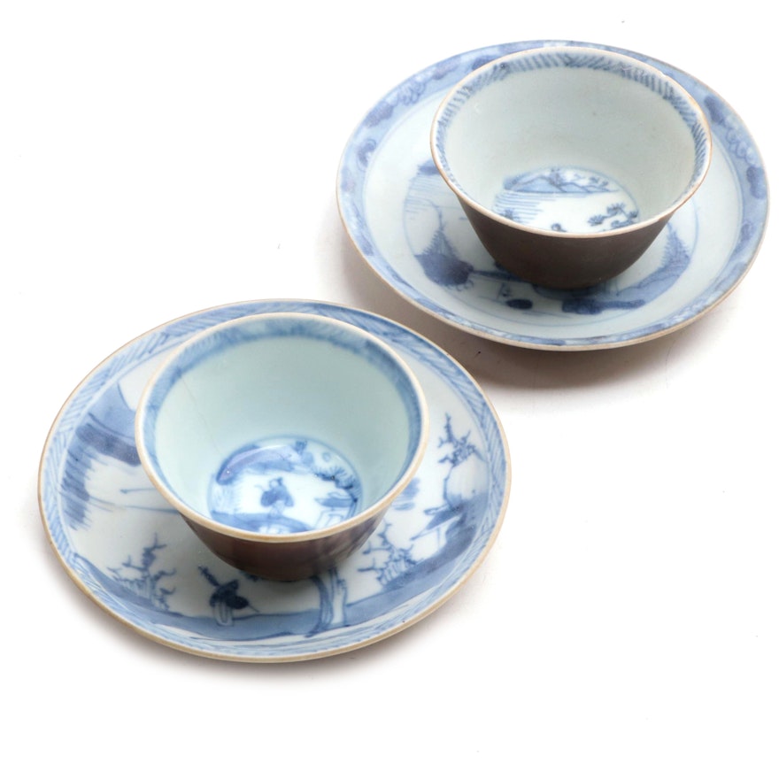 Chinese Batavian Ware Porcelain Cups and Saucers