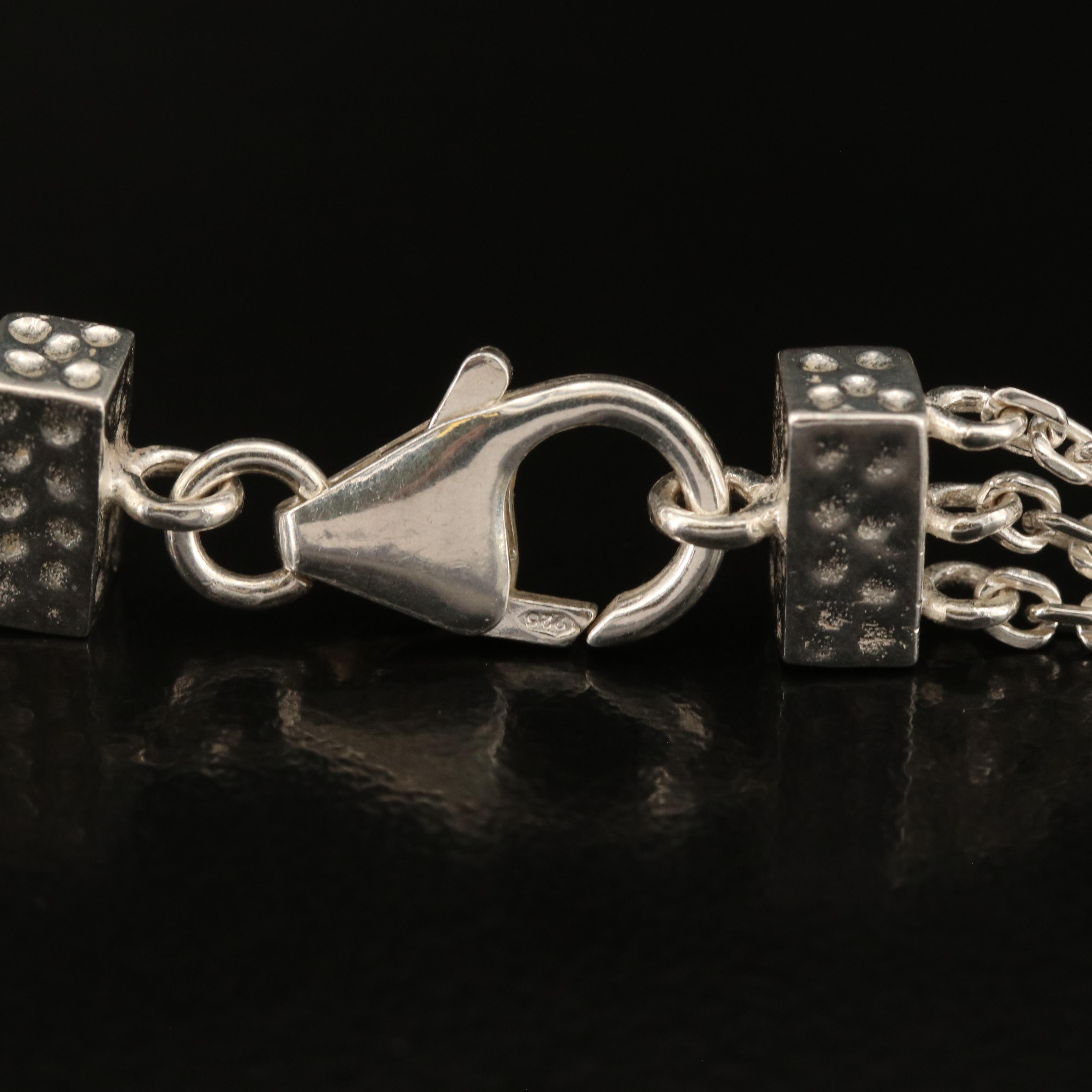 Sterling Multi-Strand Square Station Necklace