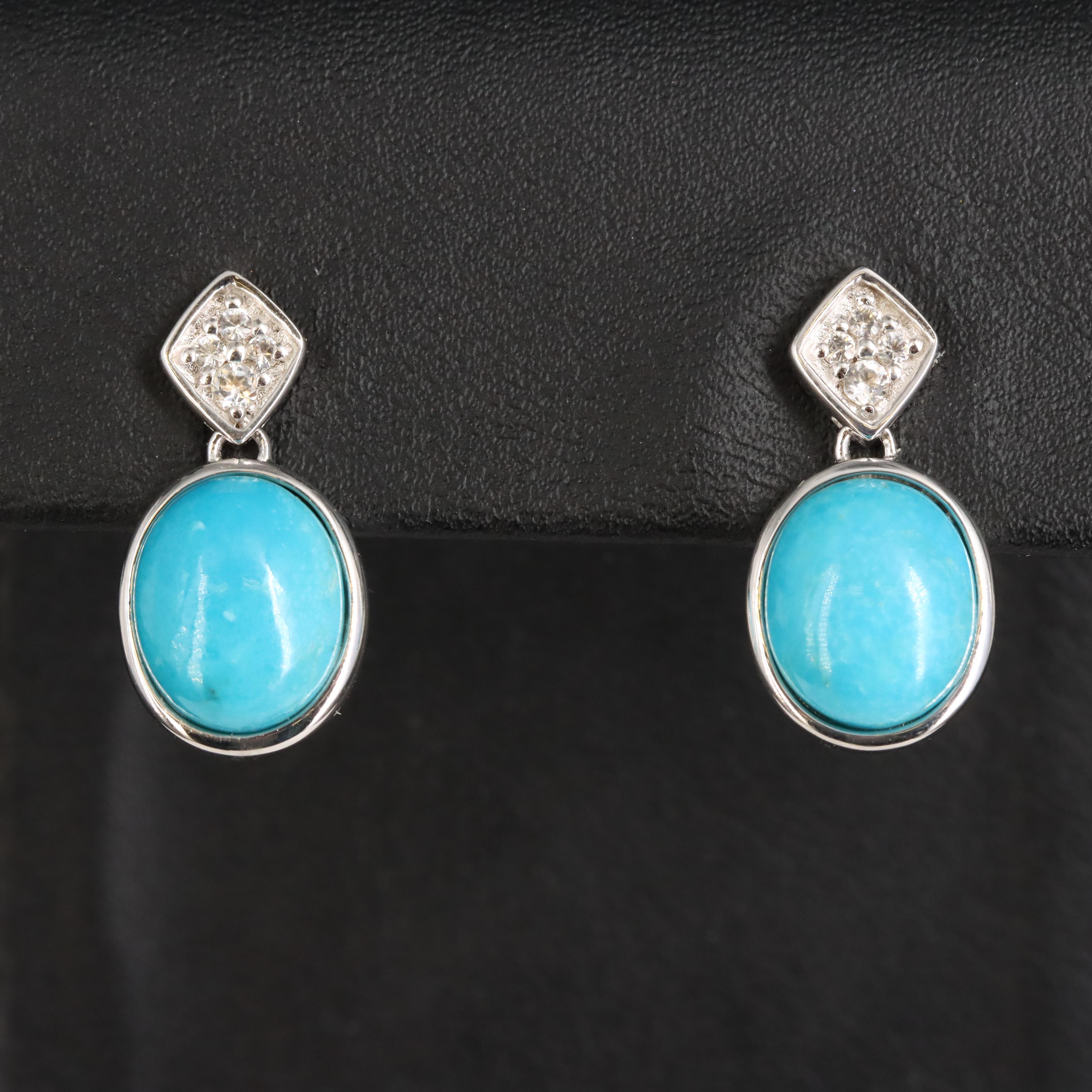 Sterling Turquoise and Topaz Earrings