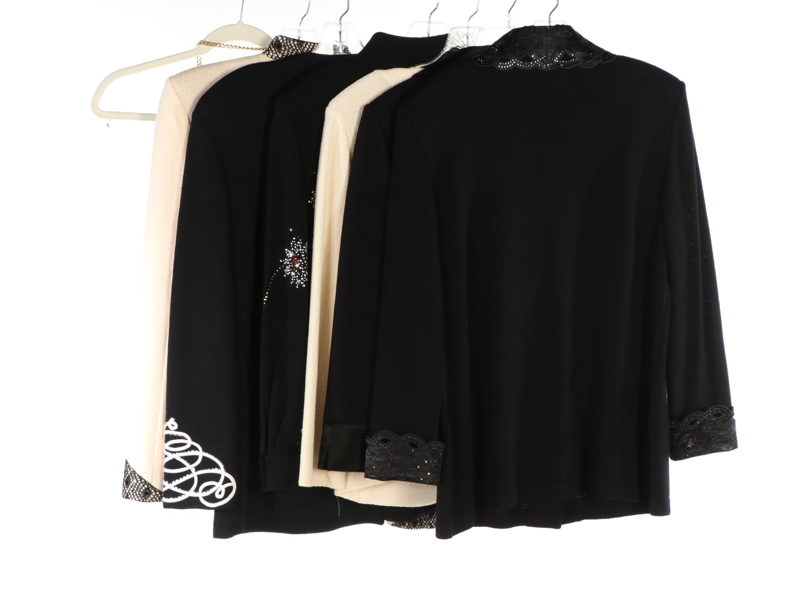 St. John Evening Jackets with Embellishment and Chain Belt Accessory