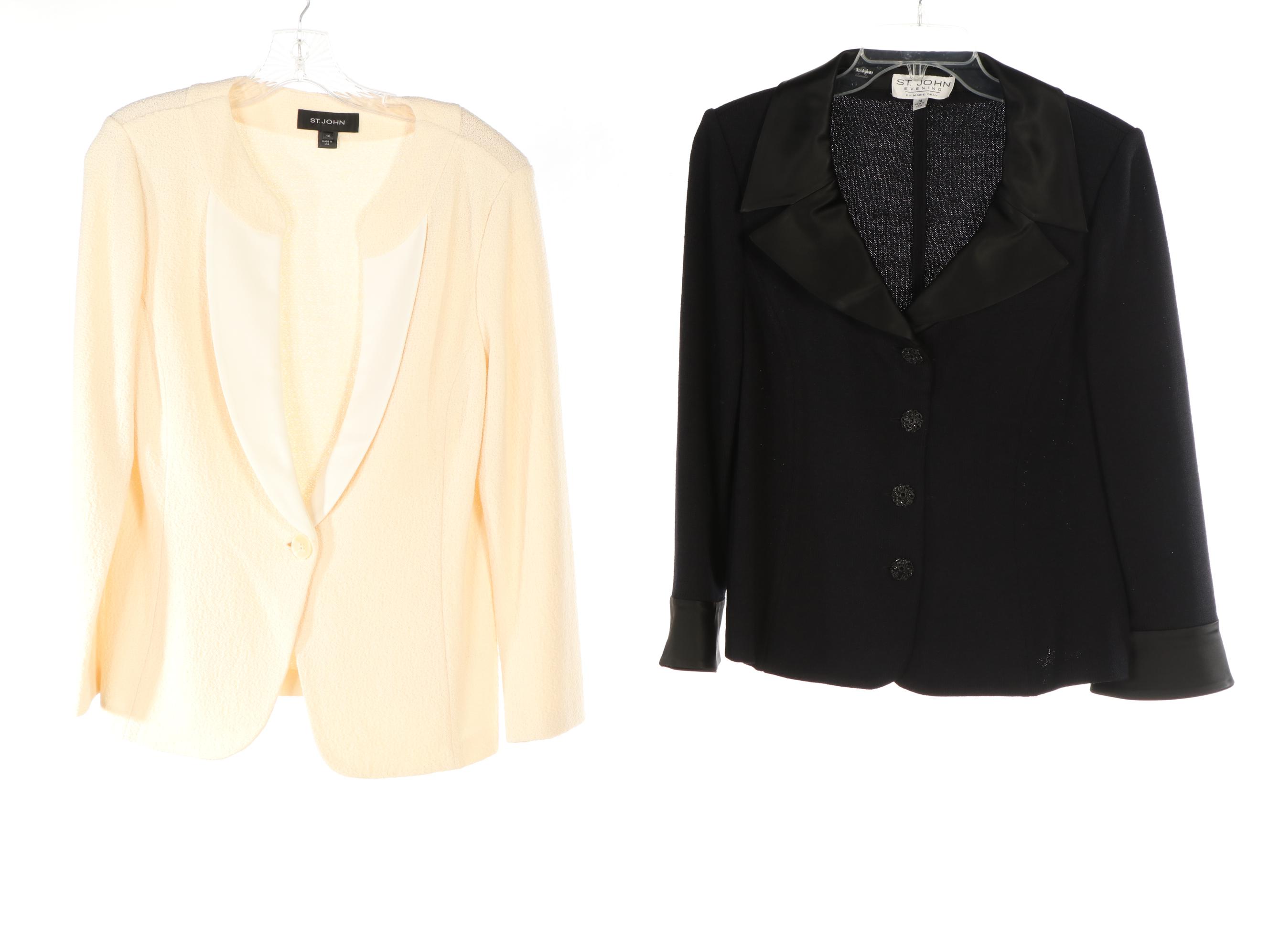 St. John Evening Jackets with Embellishment and Chain Belt Accessory