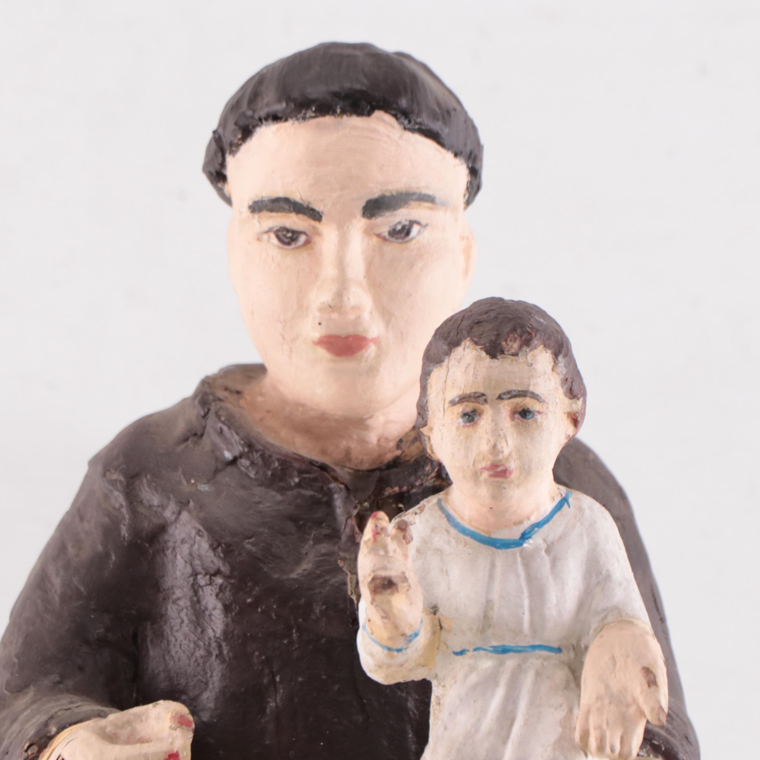 Filipino Carved Saint Anthony of Padua with Christ Child, Early 20th Century