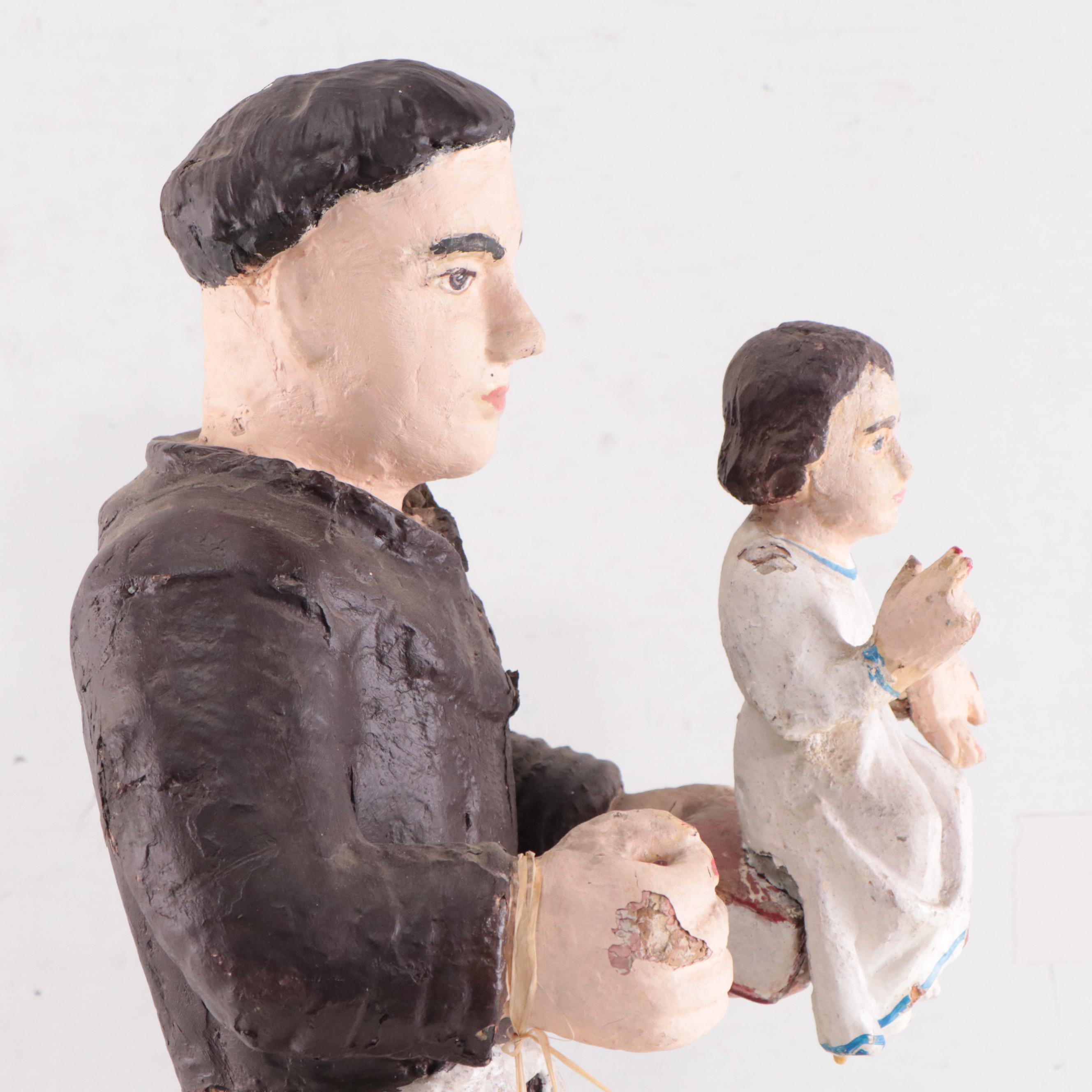 Filipino Carved Saint Anthony of Padua with Christ Child, Early 20th Century