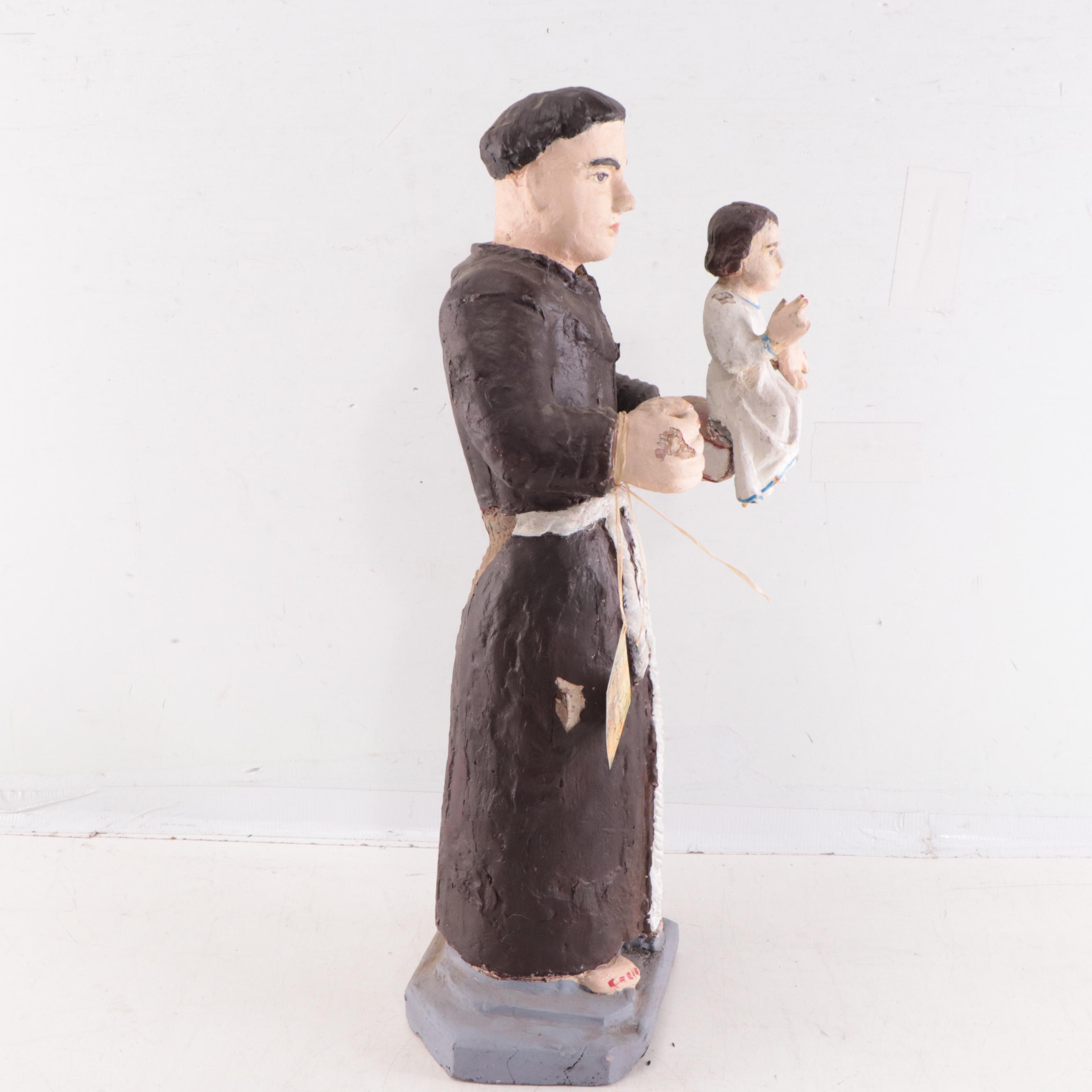 Filipino Carved Saint Anthony of Padua with Christ Child, Early 20th Century