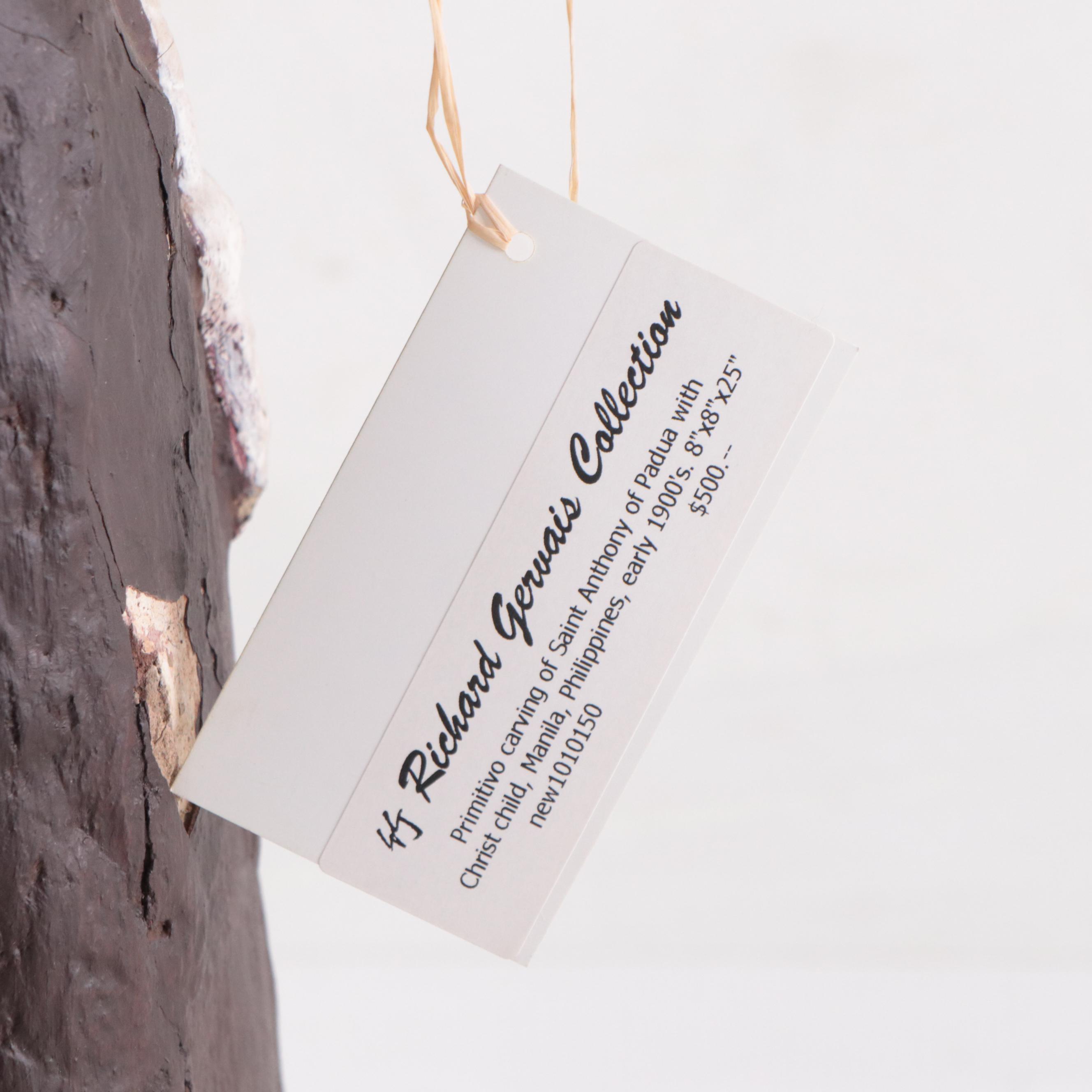 Filipino Carved Saint Anthony of Padua with Christ Child, Early 20th Century