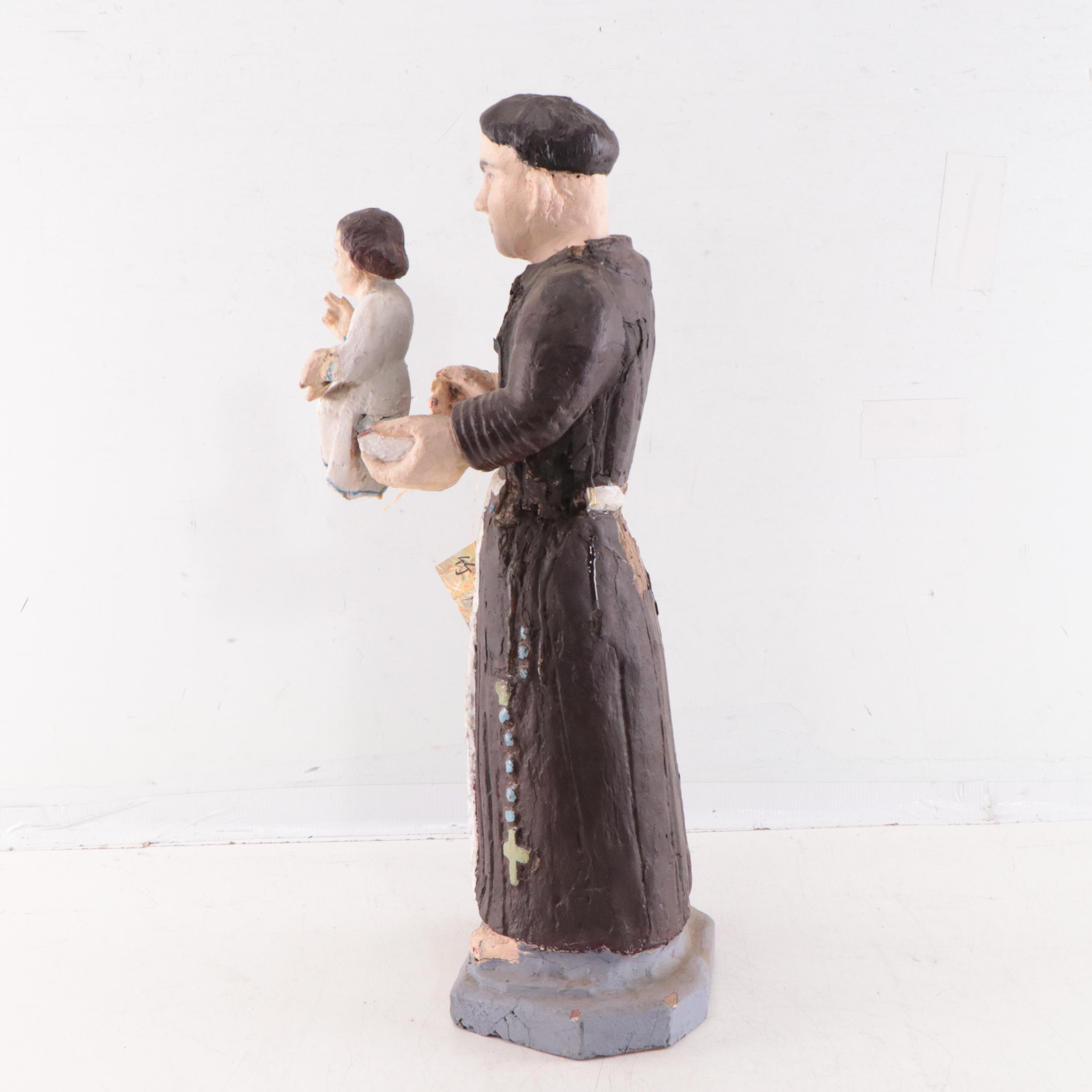 Filipino Carved Saint Anthony of Padua with Christ Child, Early 20th Century