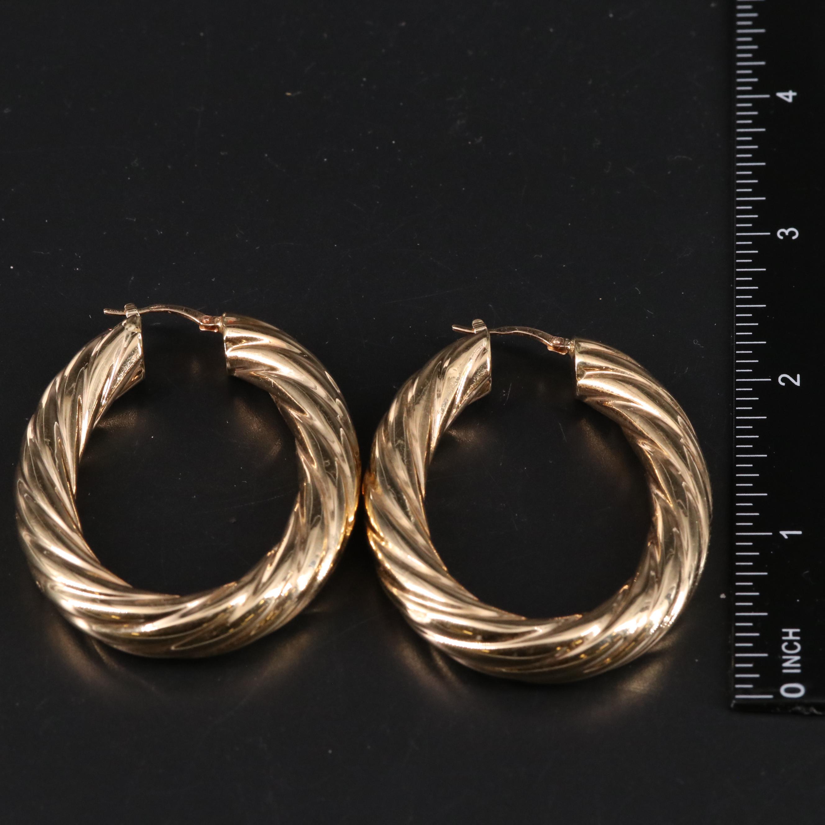 14K Twisted Oval Hoop Earrings