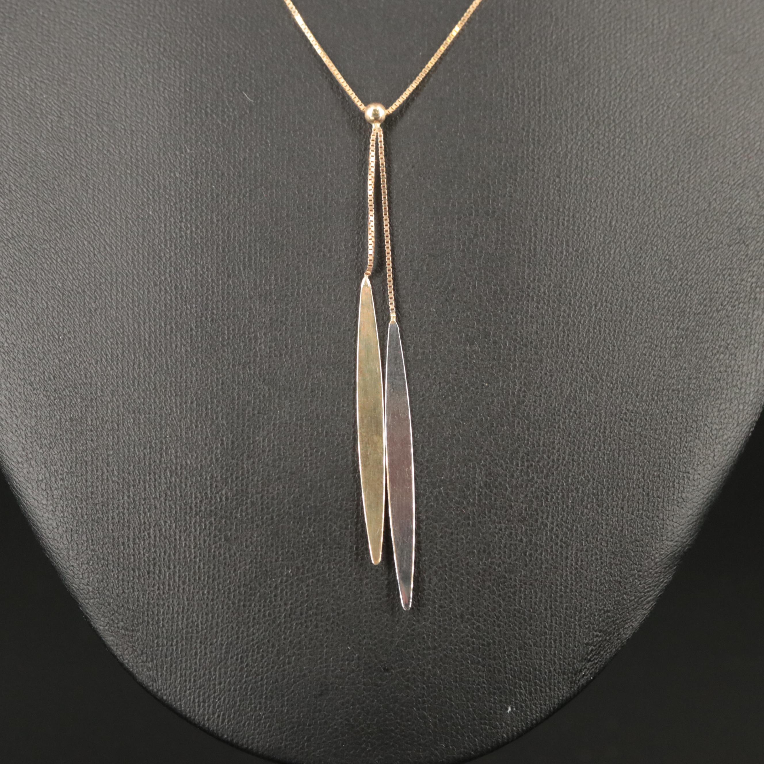 14K Box Chain Lariat Necklace