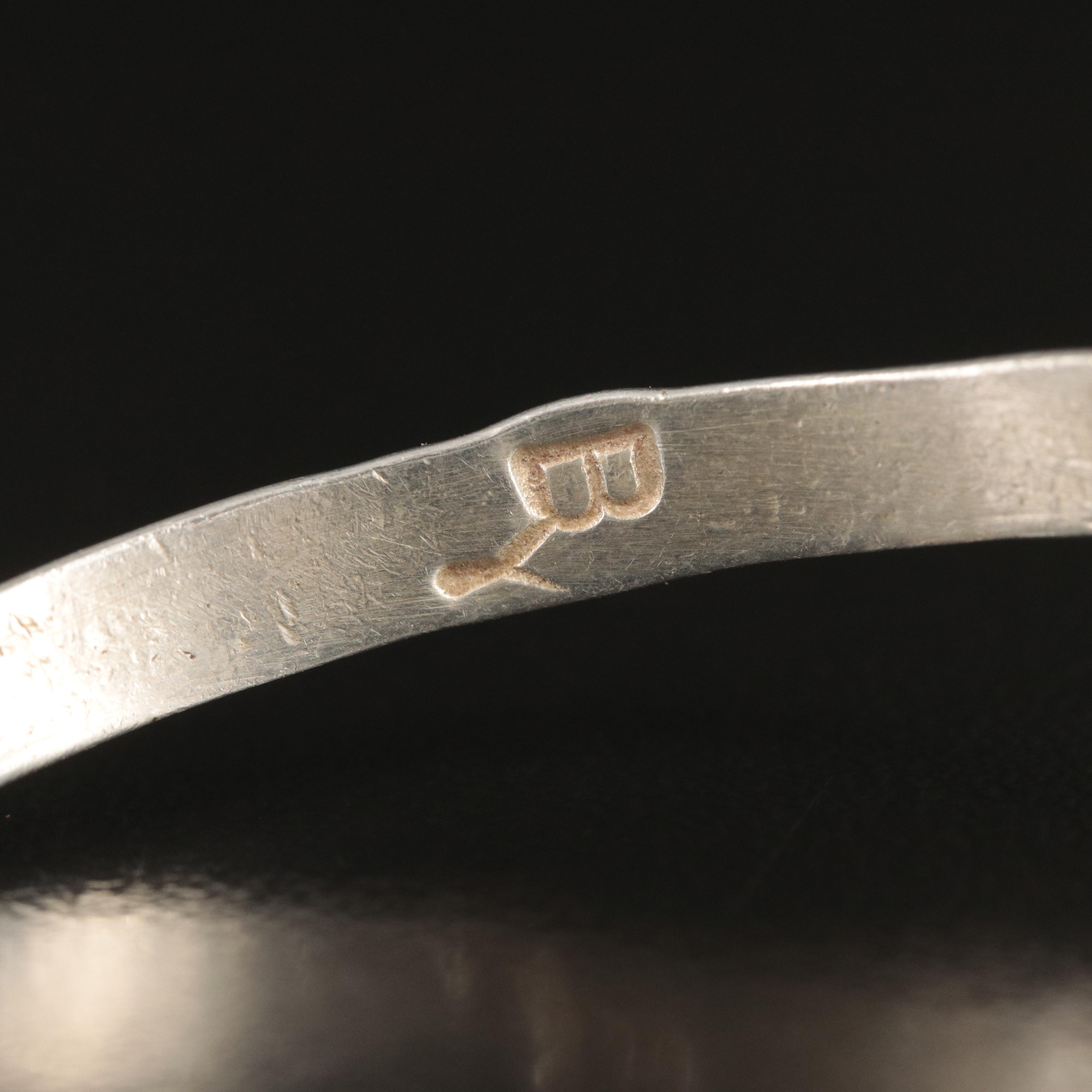 Signed Southwestern Sterling Turquoise Cuff