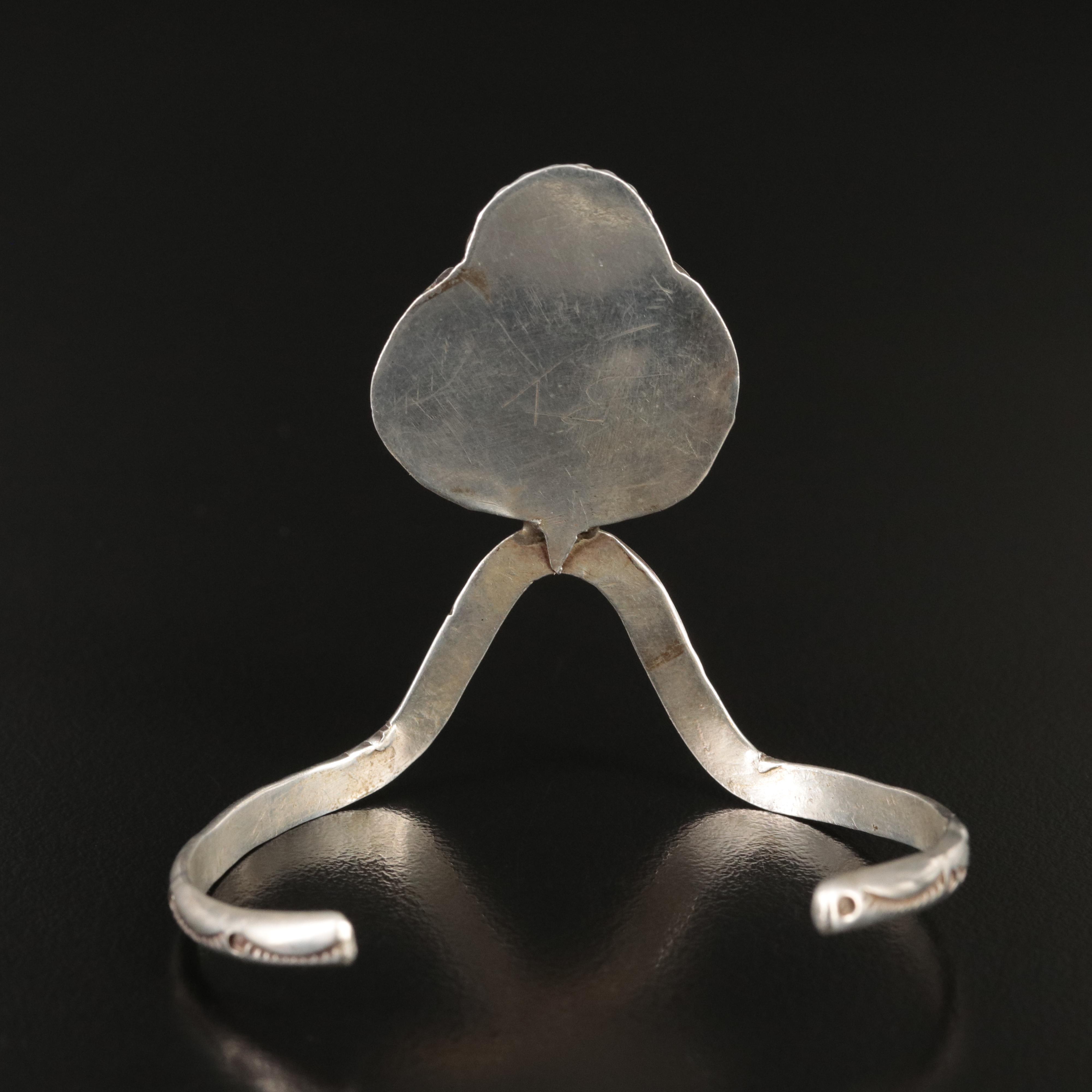 Signed Southwestern Sterling Turquoise Cuff