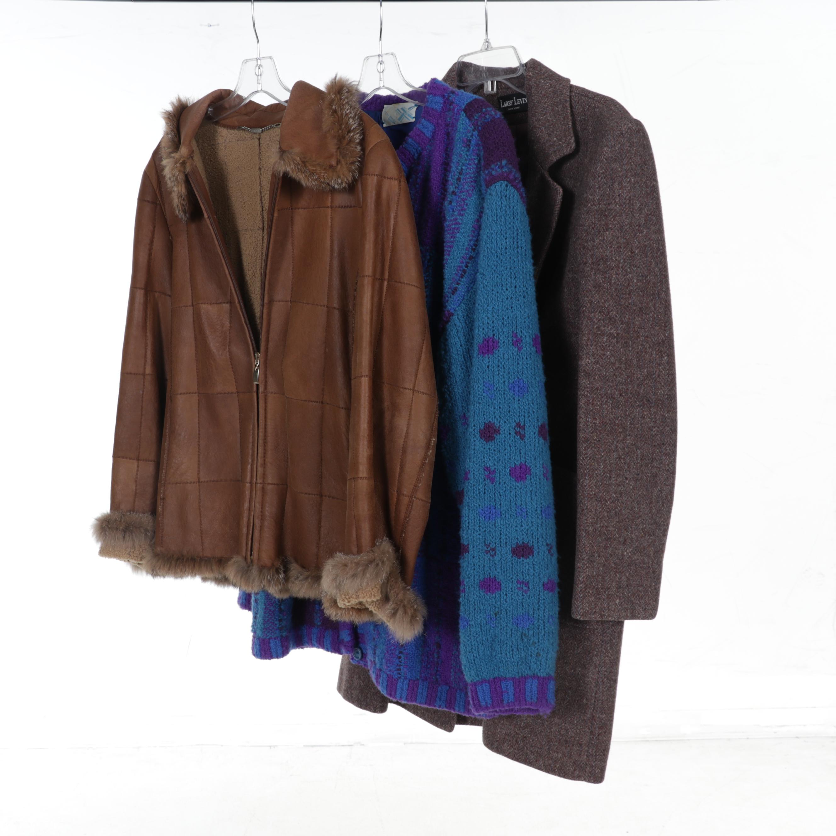 Christ German Sheepskin Shearling Jacket, Peacoat and Sweater With Accessories