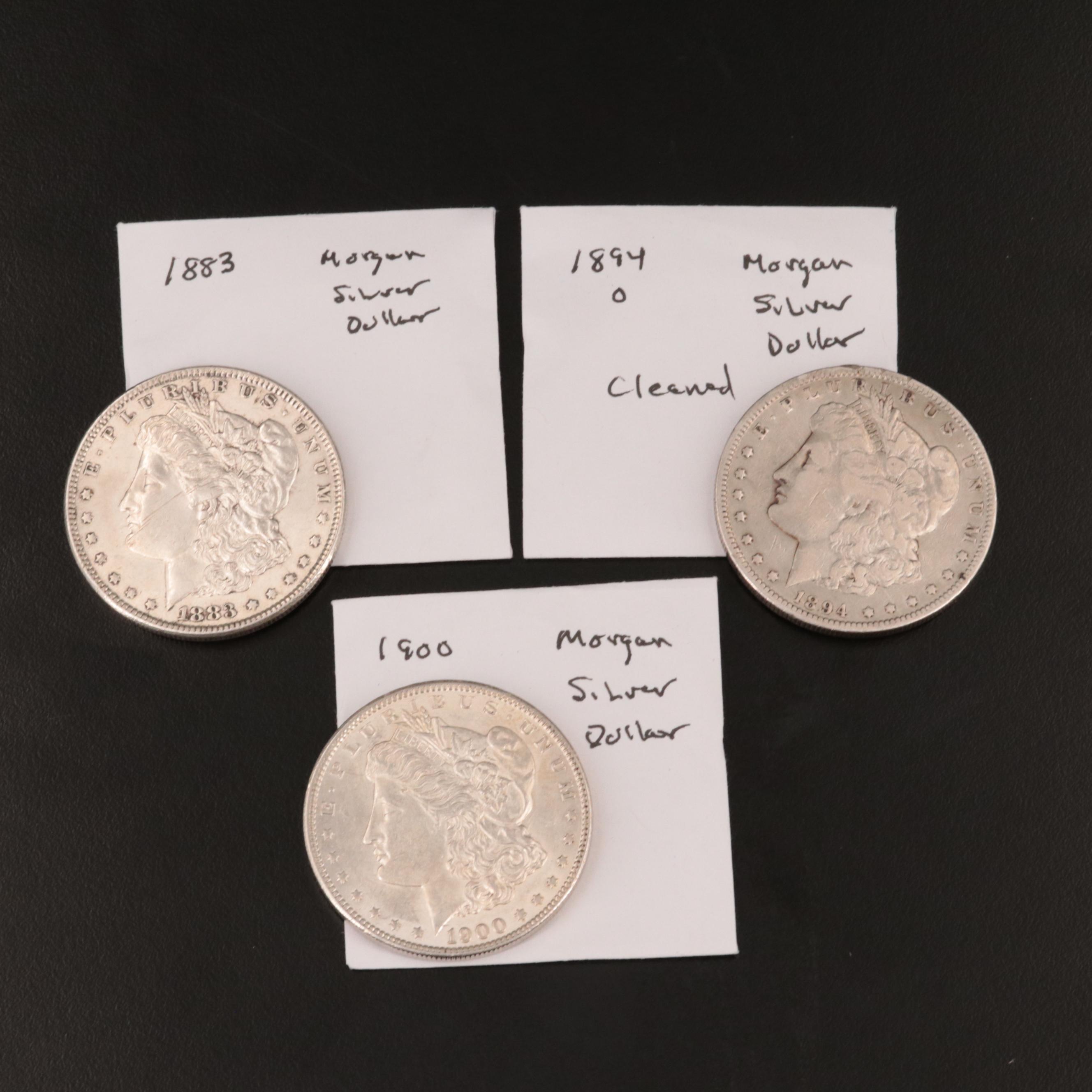 Three Morgan Silver Dollars Including 1894-O