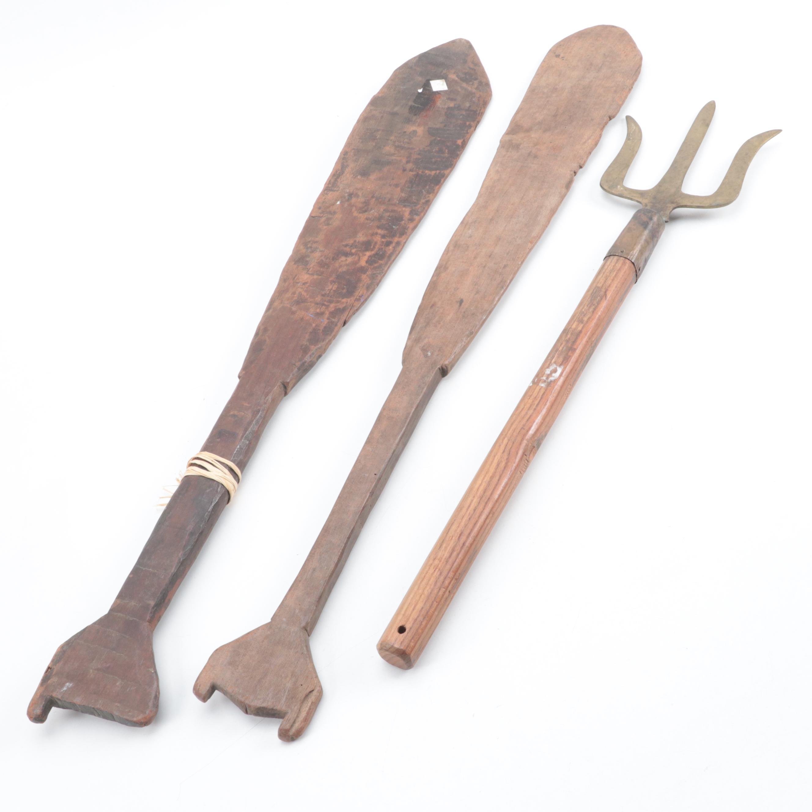 Wooden Cooking Paddles with Trident Fork