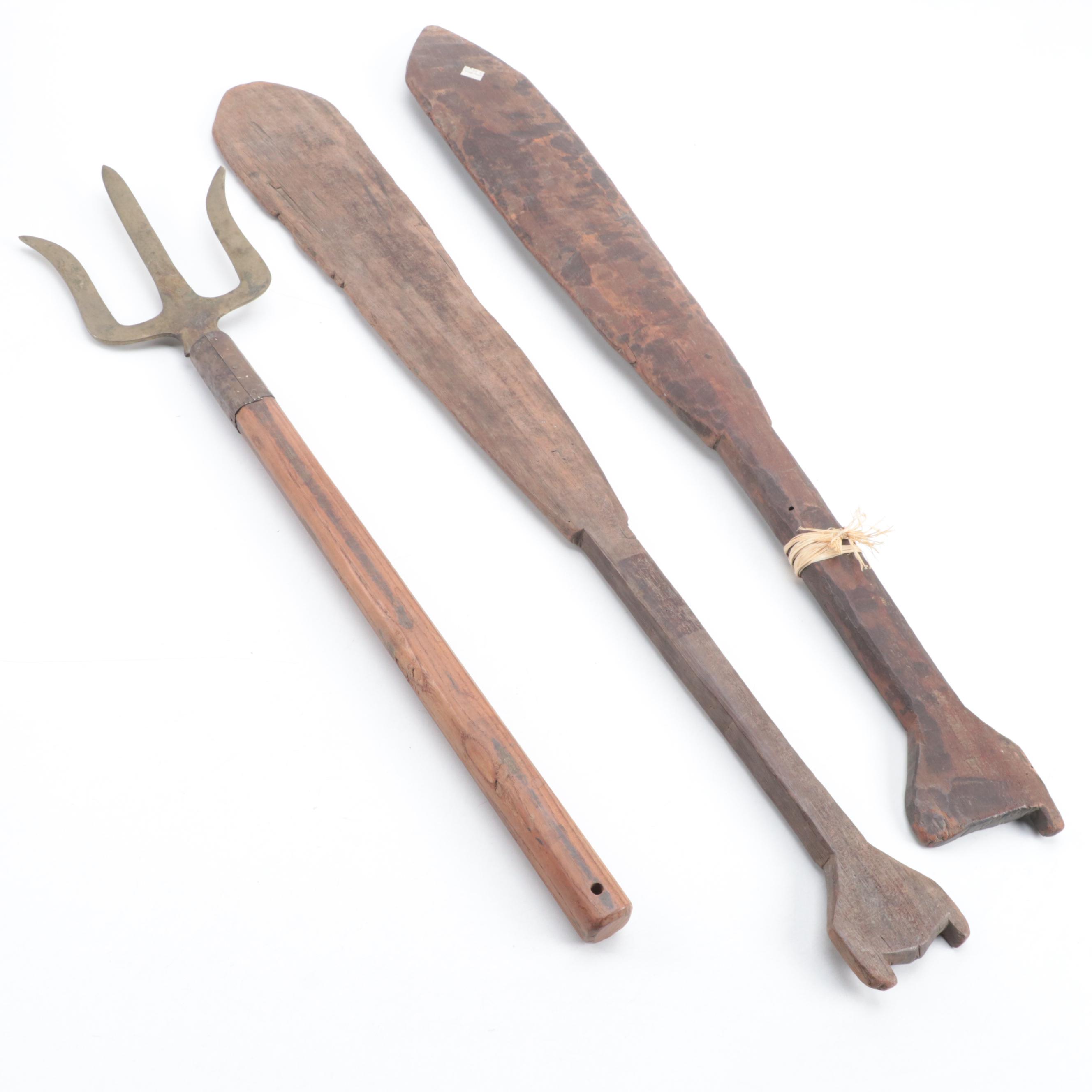 Wooden Cooking Paddles with Trident Fork