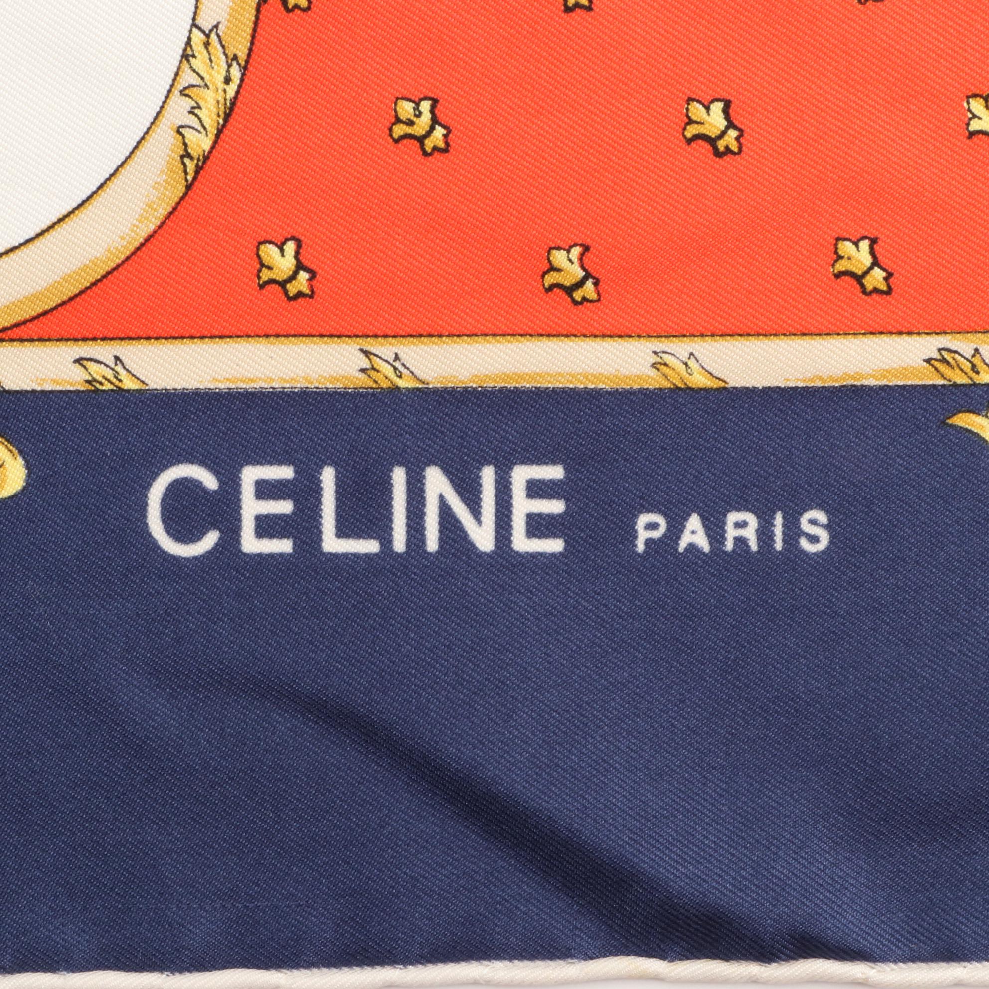 Celine Carriage Motif Scarf in Silk Twill