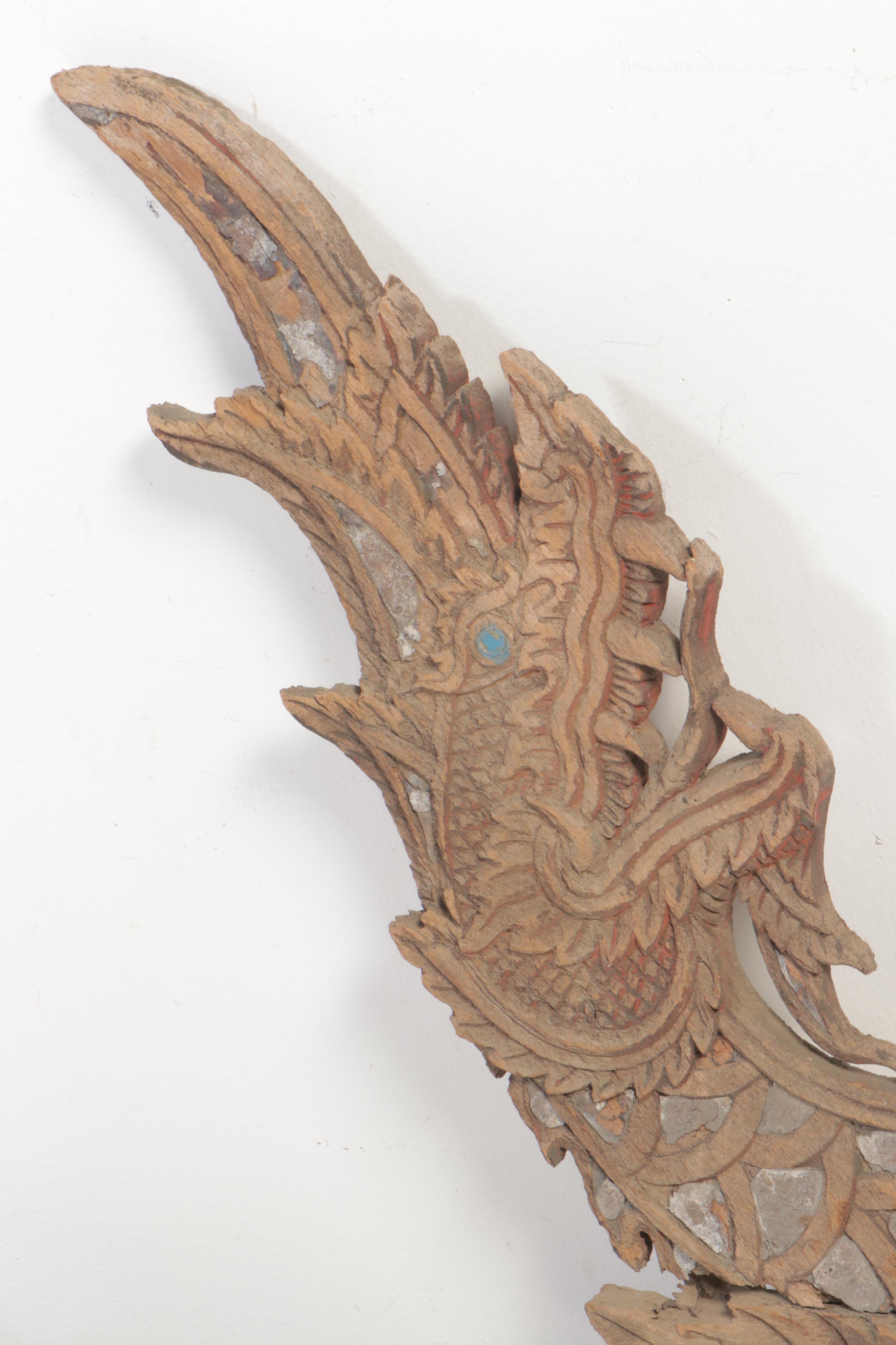 Chinese Large-Scale Wooden Dragon Temple Railing