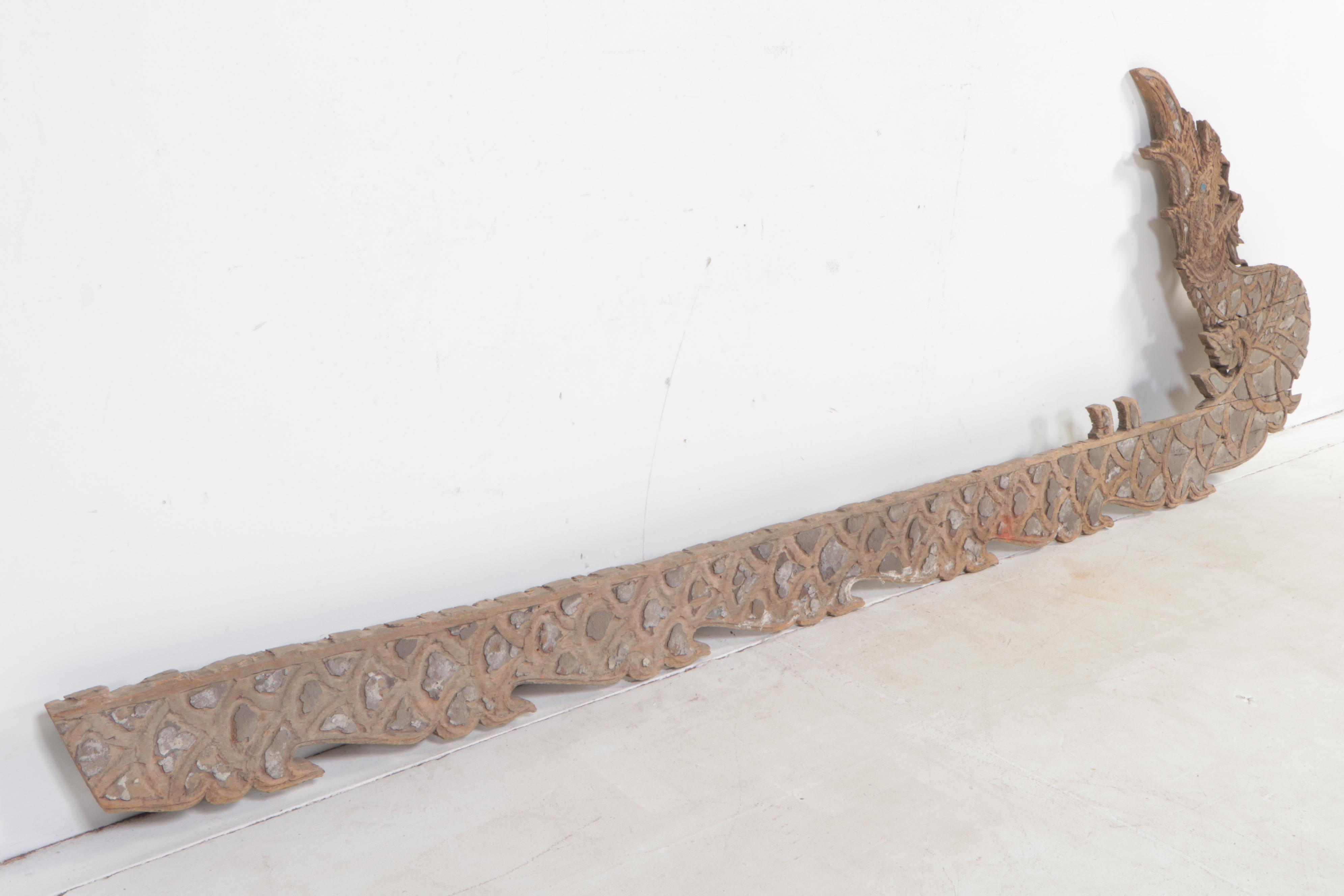 Chinese Large-Scale Wooden Dragon Temple Railing