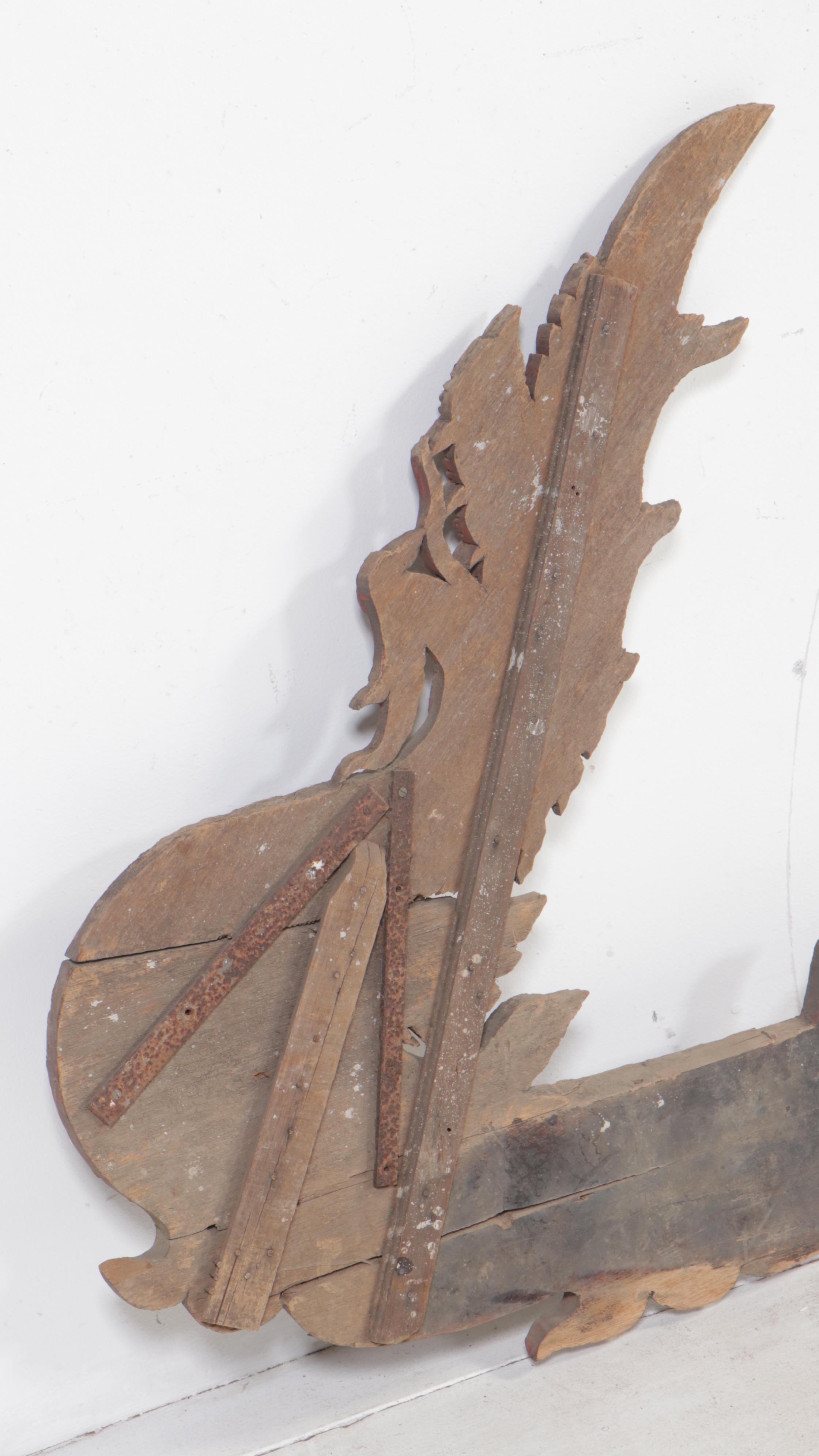 Chinese Large-Scale Wooden Dragon Temple Railing