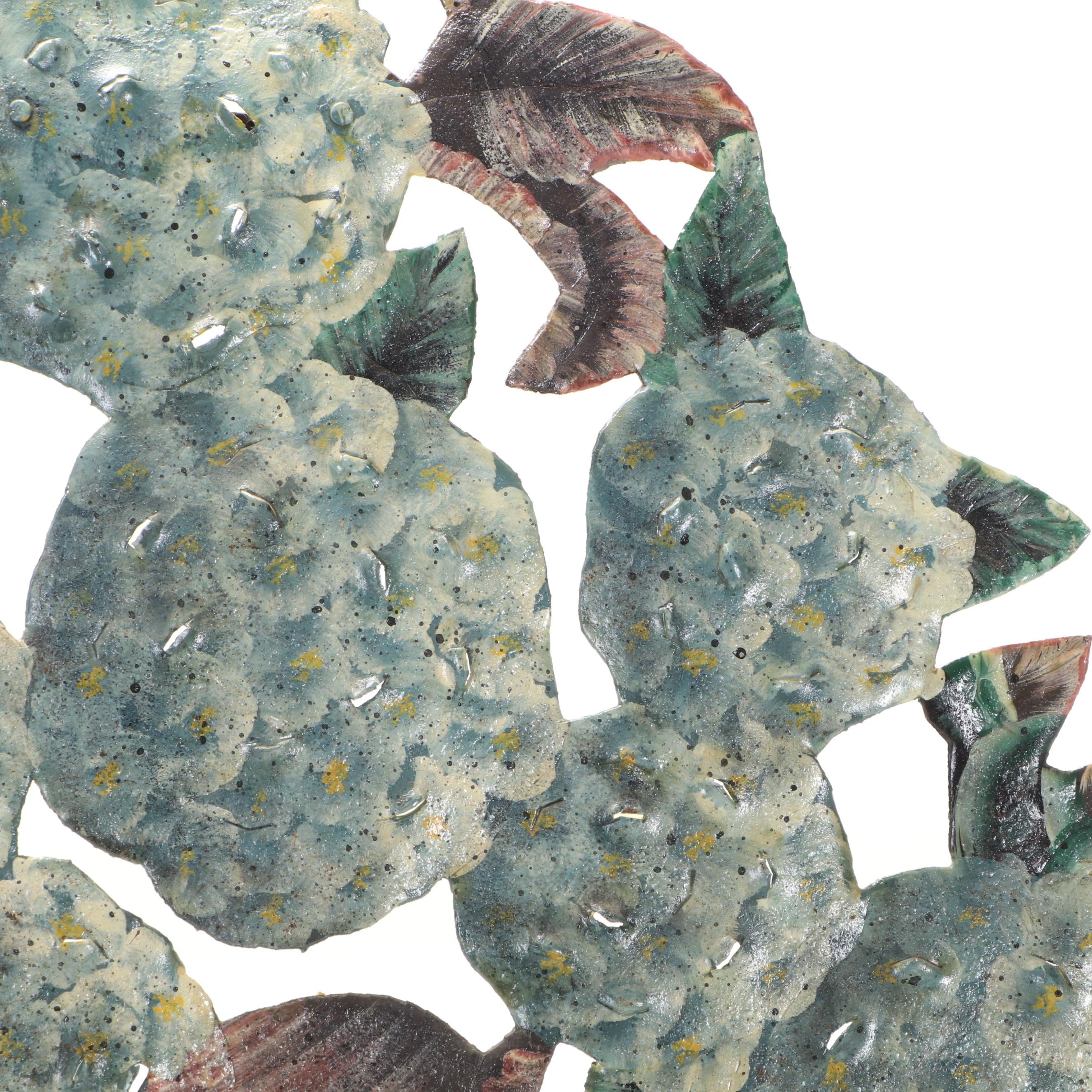 Painted Metal Potted Hydrangea Fireplace Screen