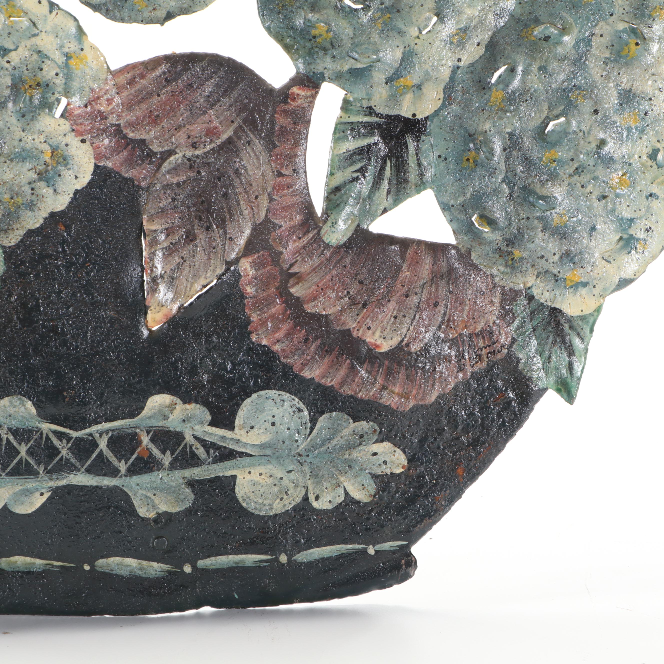 Painted Metal Potted Hydrangea Fireplace Screen