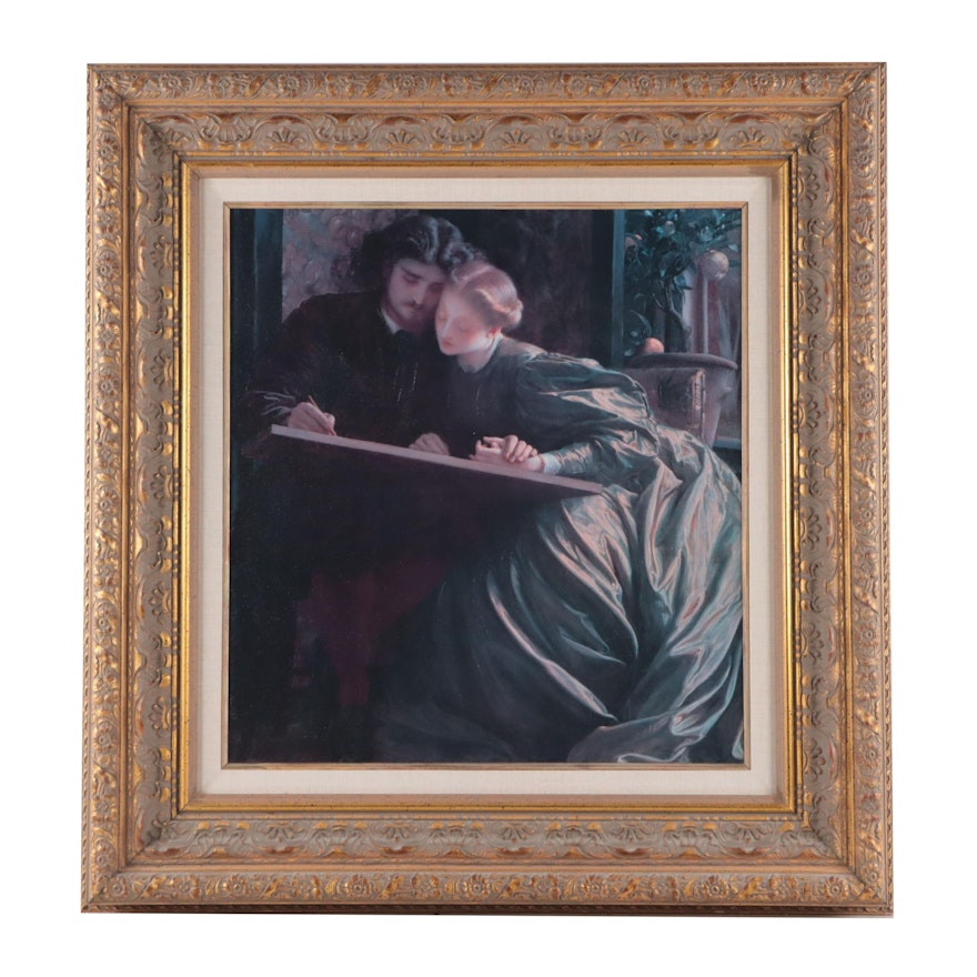 Offset Lithograph After Frederick Leighton "The Painter's Honeymoon"