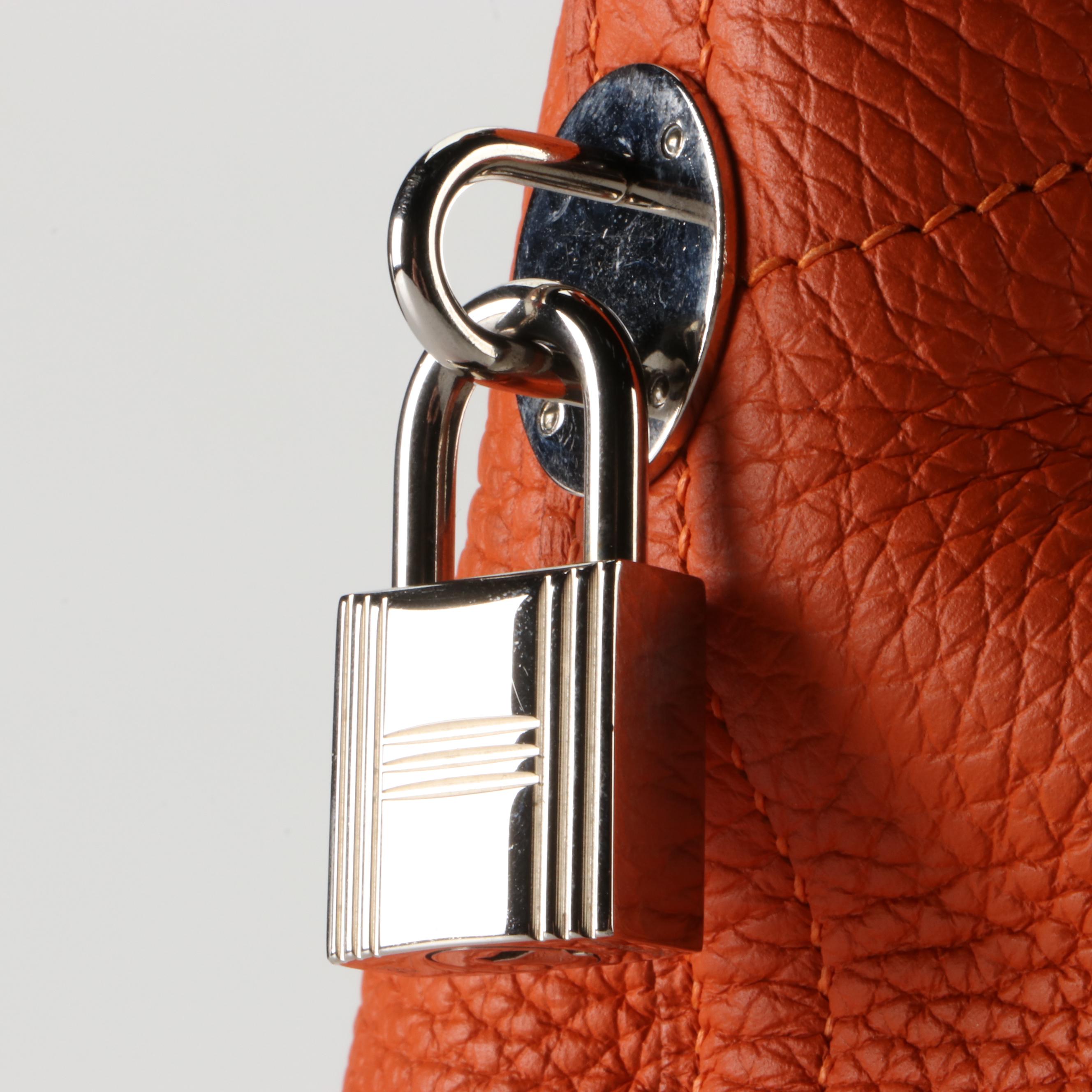 Hermès Bolide 35 Domed Handbag in Orange Clemence Leather