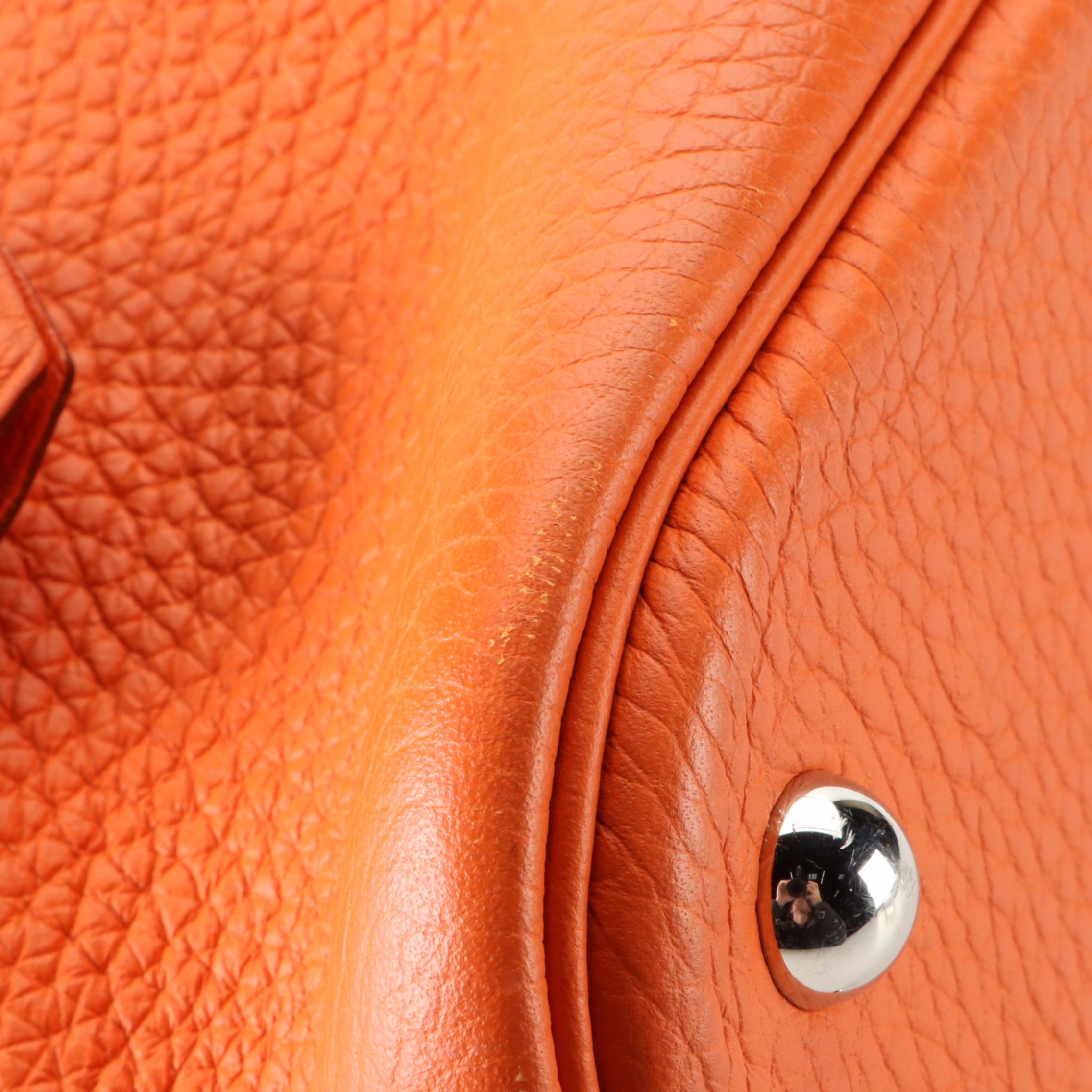 Hermès Bolide 35 Domed Handbag in Orange Clemence Leather